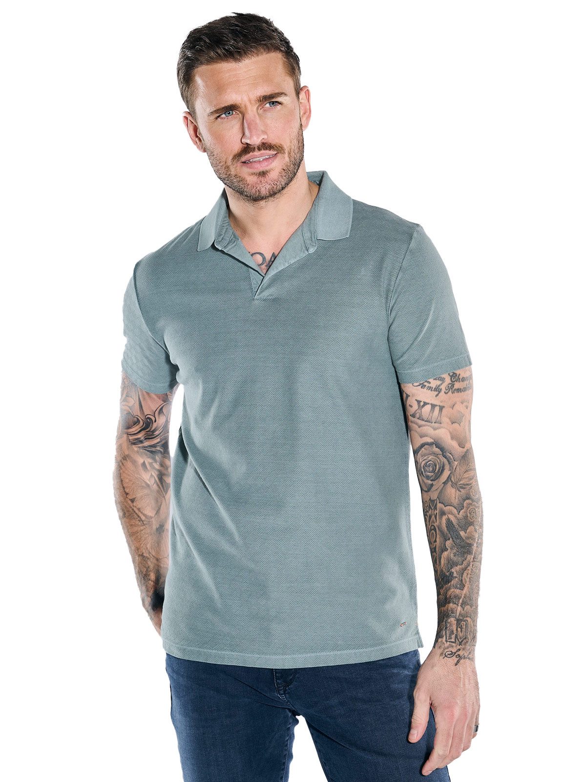 Poloshirt Herren Polo-Shirt uni, Petrolblau