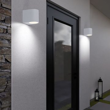 etc-shop Außen-Wandleuchte, Leuchtmittel inklusive, Warmweiß, Außen Bereich Wand Lampe Down Strahler ALU Spot Terrassen