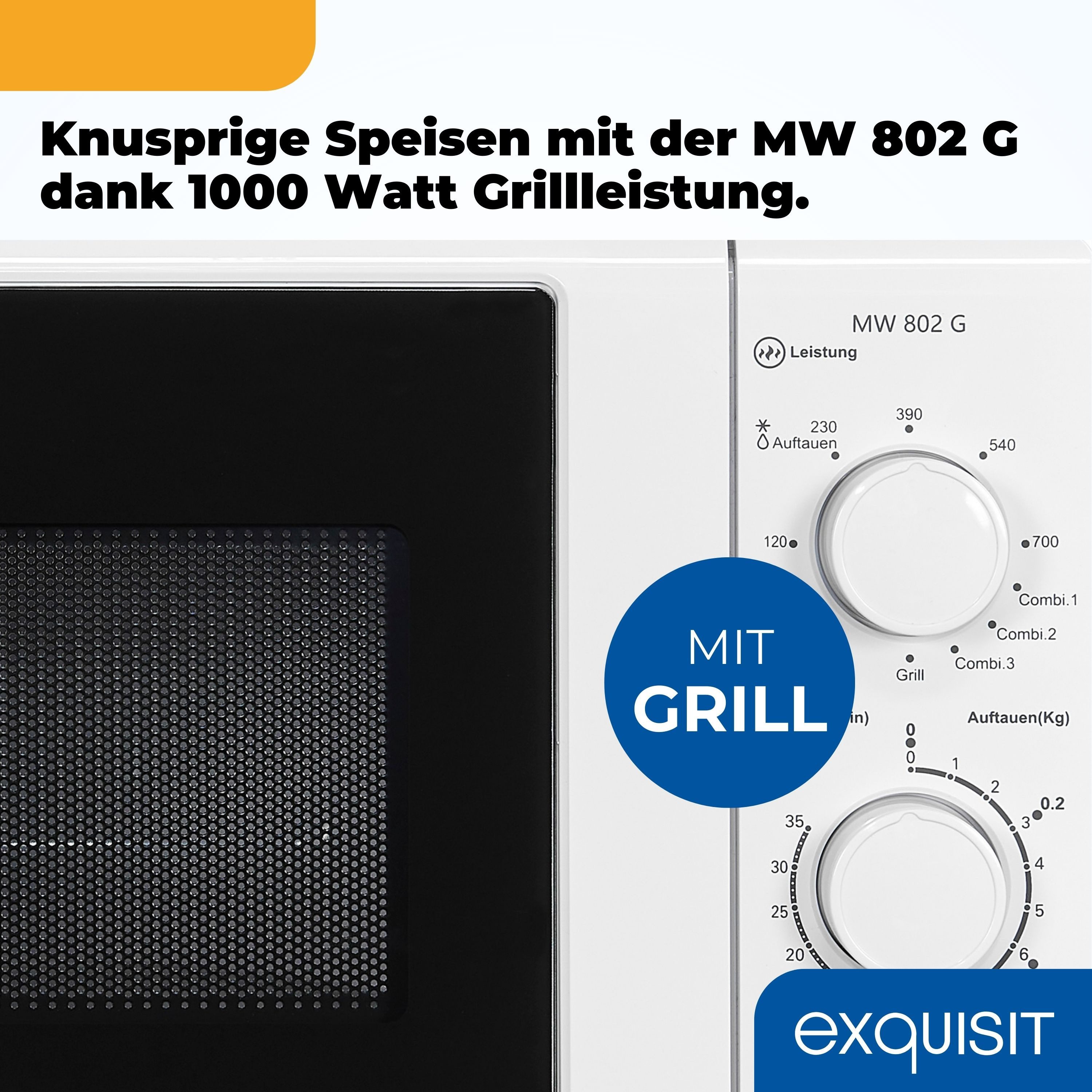 exquisit Mikrowelle MW 900-030G weiss, Grill, Mikrowelle, 20 l