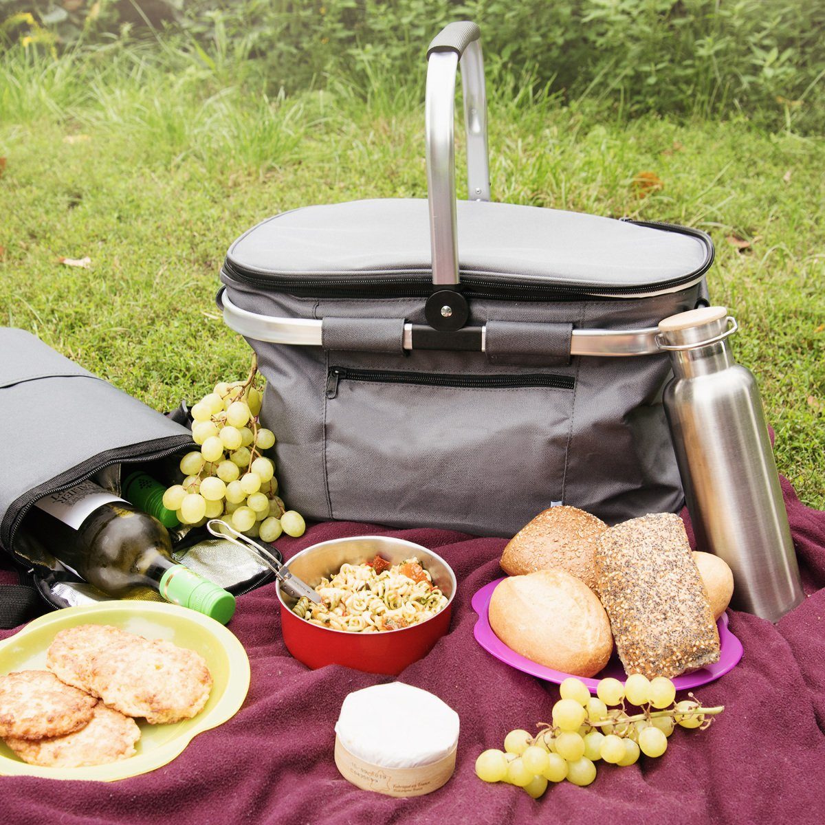 Navaris Picknickkorb Faltbarer Thermo Einkaufskorb - günstig online kaufen