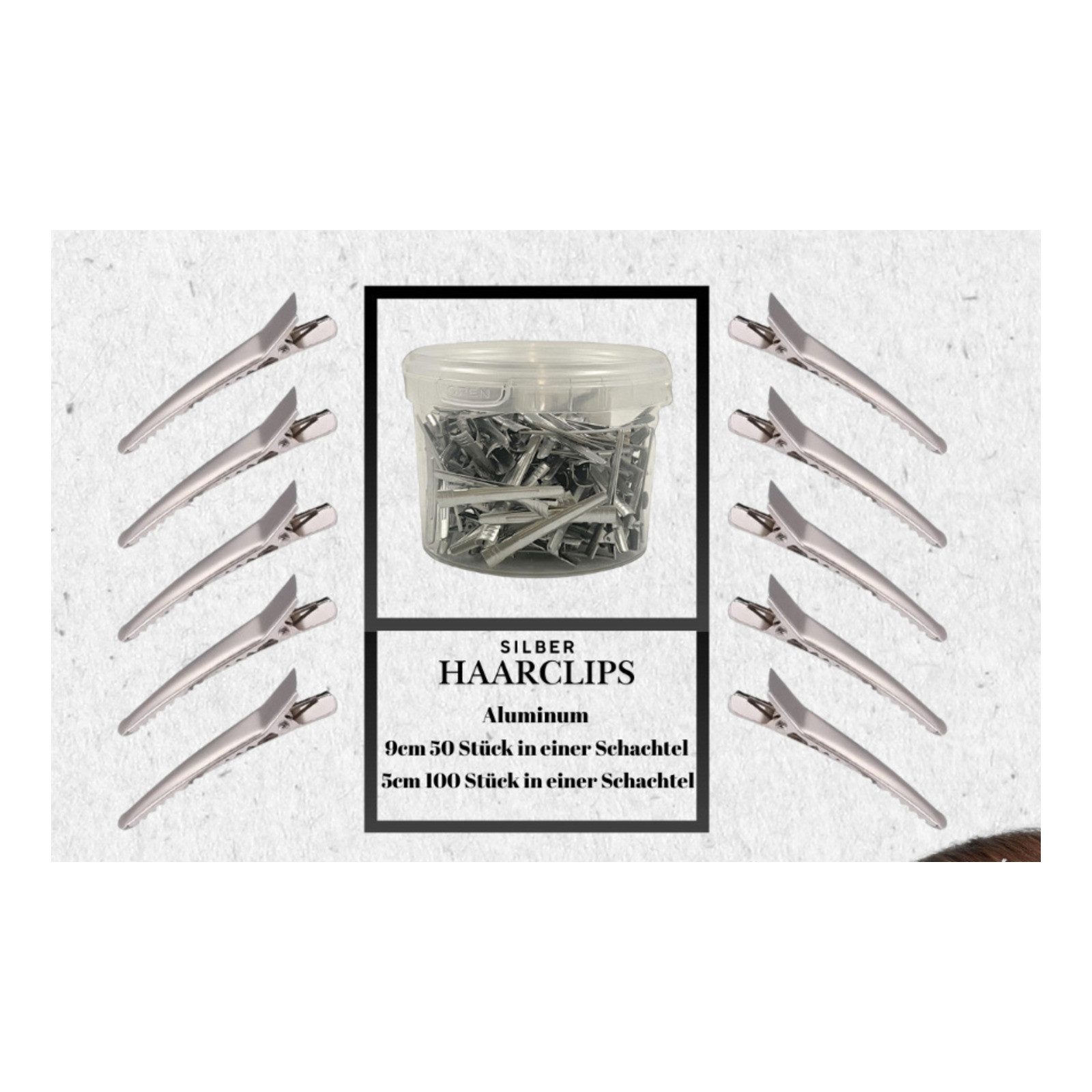 Ahsen Professional Haarspange AP Aluminium Haarspangen in Silber 5 und 9 cm
