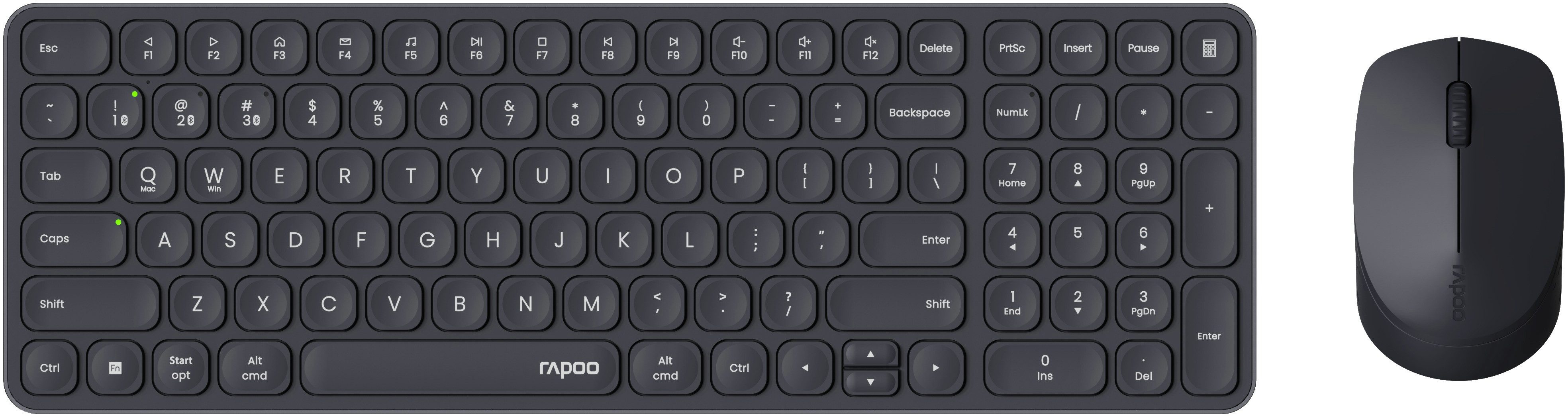 Rapoo 9310M Wireless Multimodus-Desktop-Set Tastatur- und Maus-Set, Bluetooth/2,4GHz Umschalttaste, Gehäuse aus Aluminiumlegierung – Bild 2 von 5