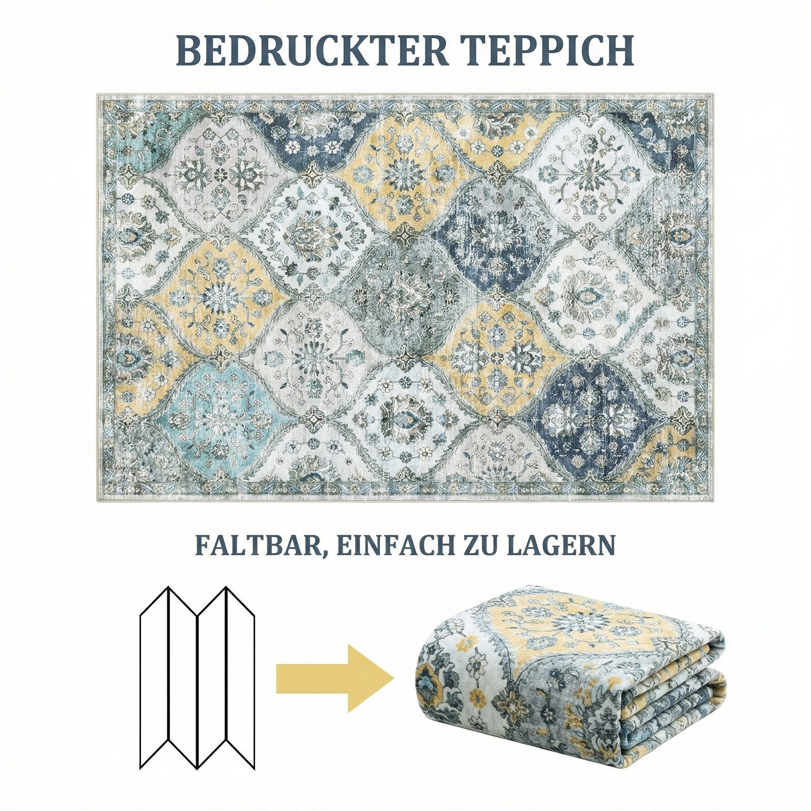 GarveeMore Teppich MosaikBlüte, rechteckig, Höhe: 5 mm, Mix aus Orient-, Boho- und modernem Wohnstil im Light-Luxury-Look