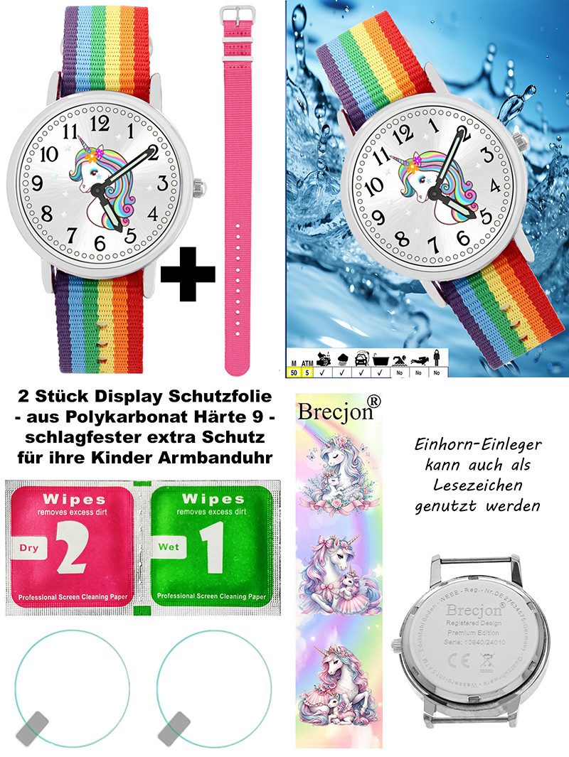 Brecjon Quarzuhr Mix und Match Design als Einhorn Geschenkset im tollen Geschenkkarton, - kostenloser Versand