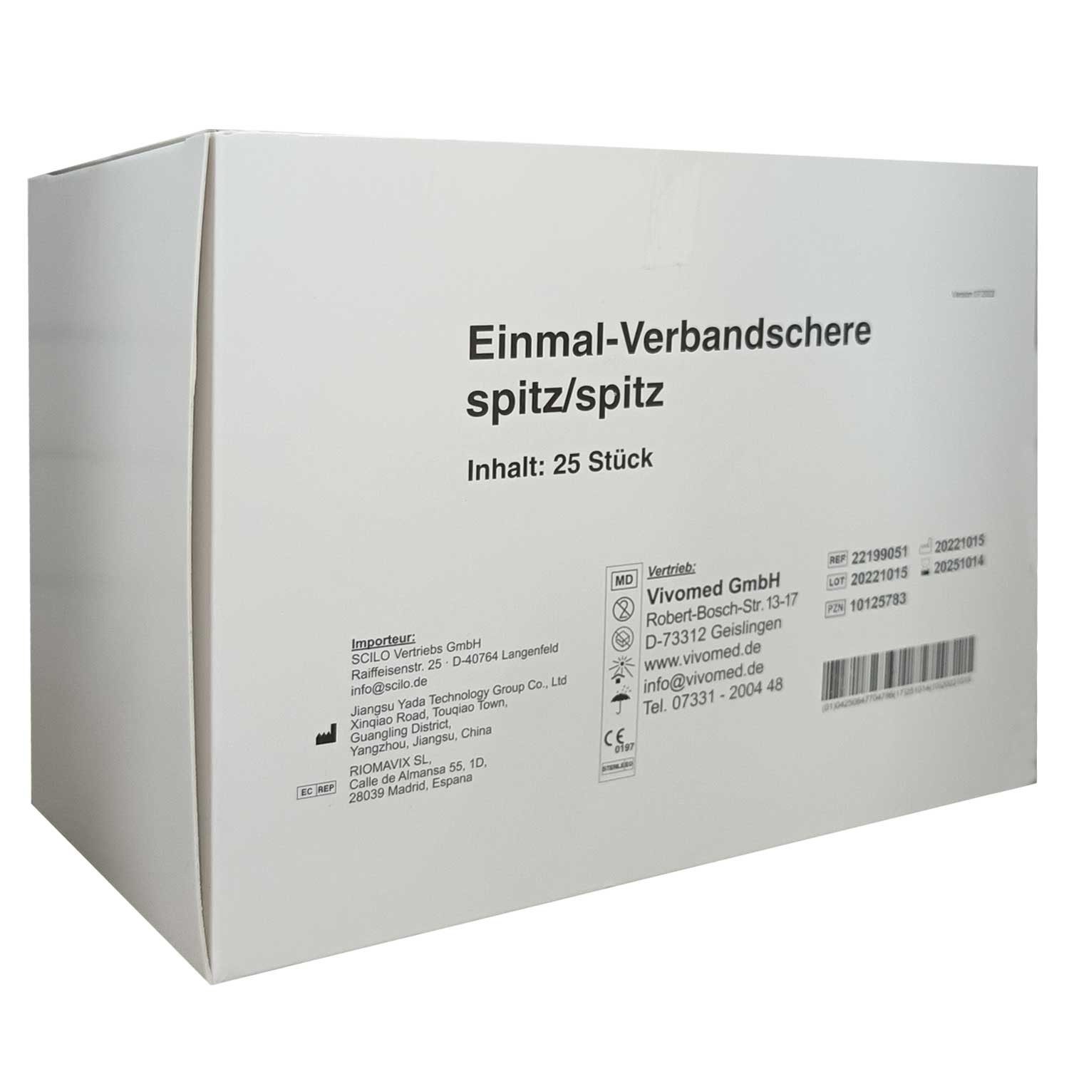 Ehrhardt Medizinprodukte GmbH Scheren-Set Einmal-Verbandschere spitz/spitz steril, 1 Stück