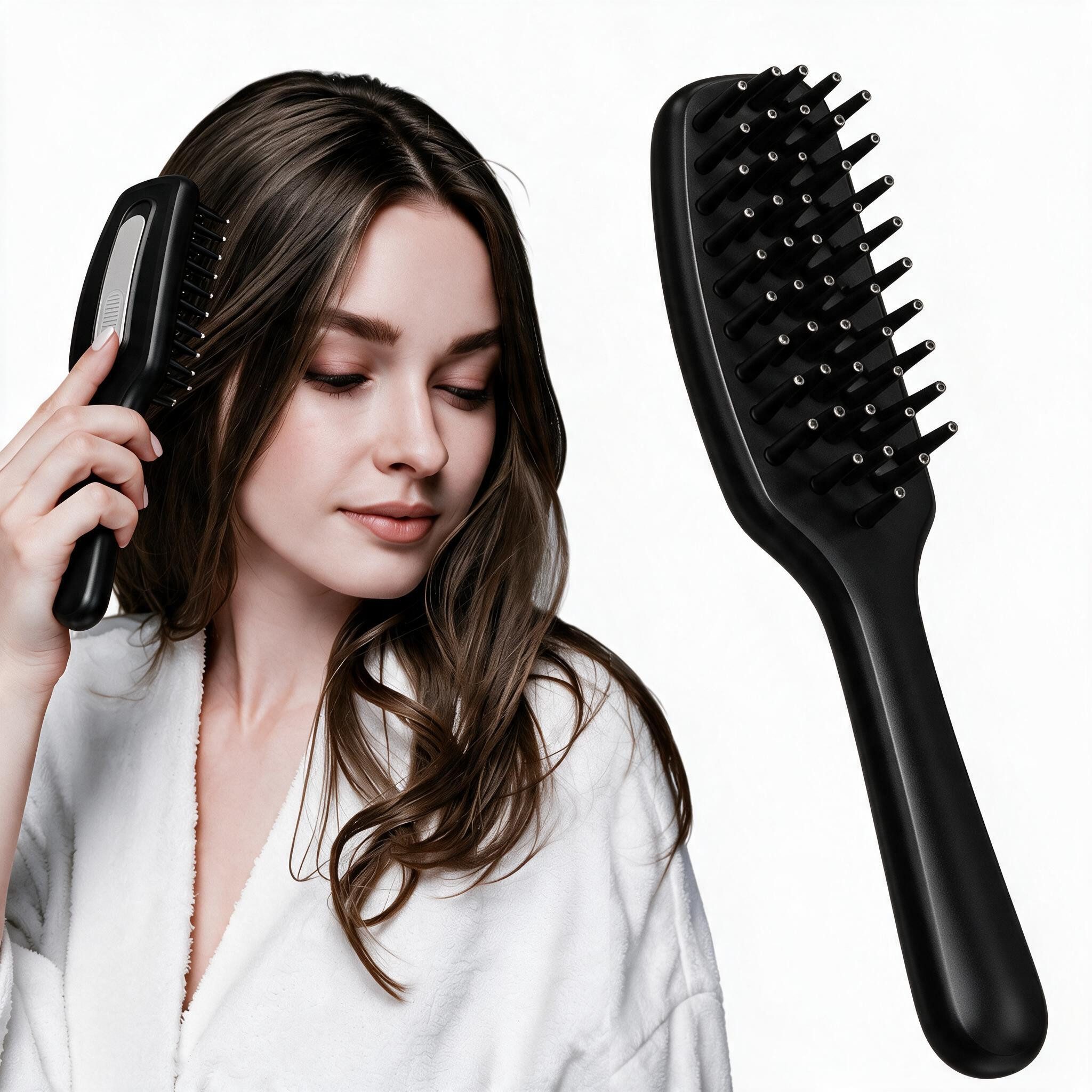 Vornix Haarbürste Selbstreinigend haarbürste, Entwirrt mühelos Knoten, Für alle Haartypen geeignet, Ein‑Klick‑Auslöser zum Entfernen von Haaren und Schuppen