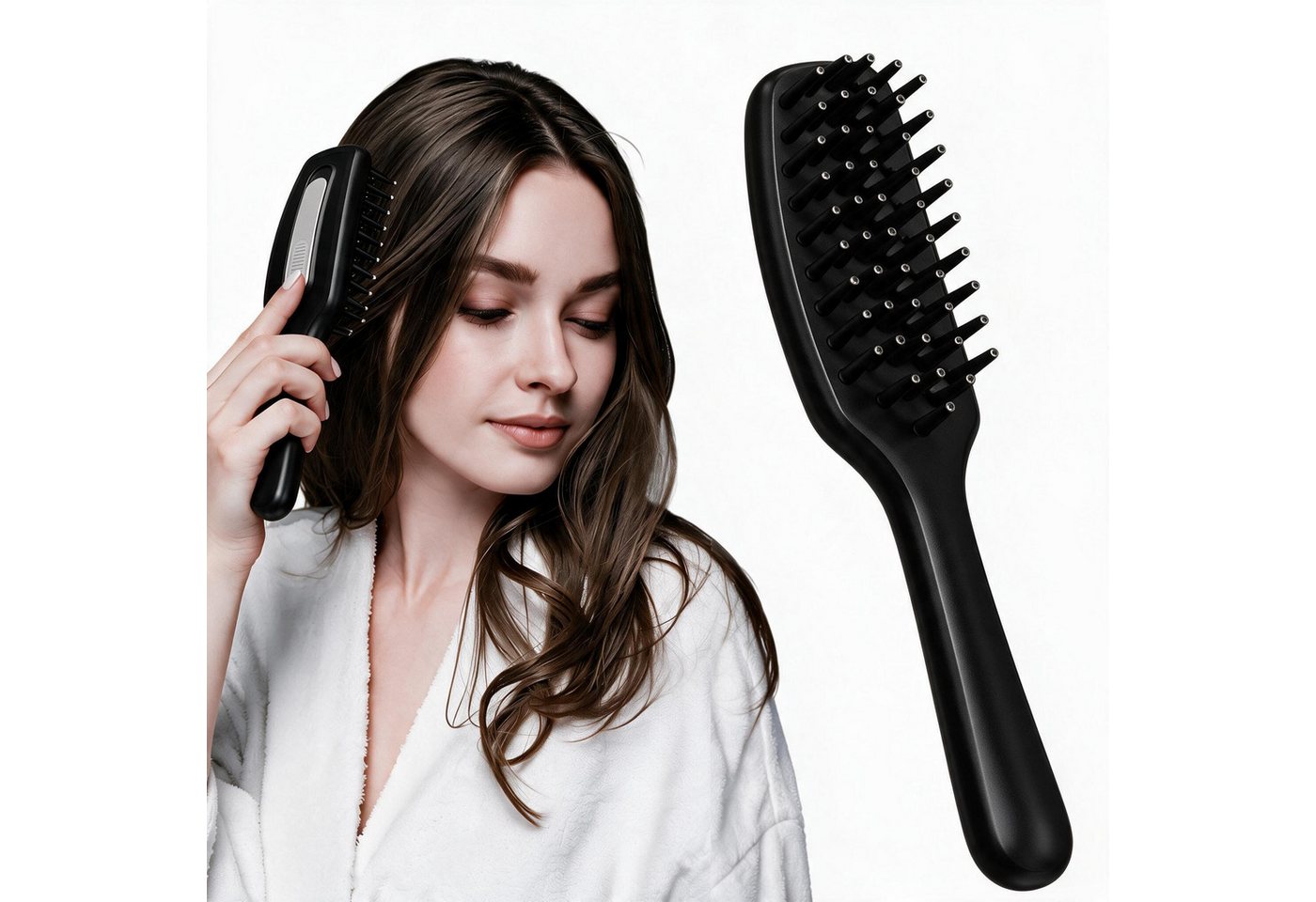 Vornix Haarbürste Selbstreinigend haarbürste, Entwirrt mühelos Knoten, Für alle Haartypen geeignet, Ein‑Klick‑Auslöser zum Entfernen von Haaren und Schuppen