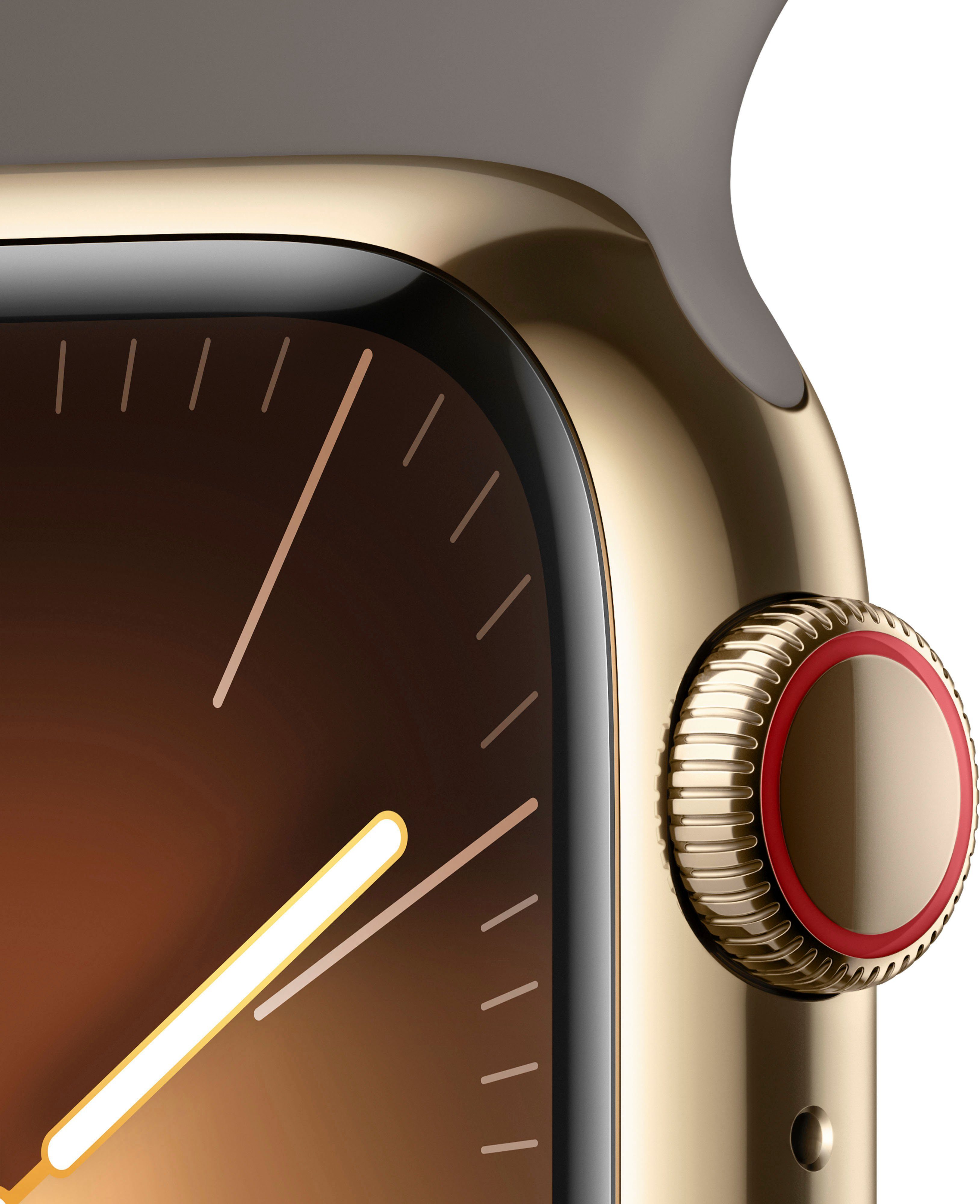 Apple Watch Series 9 GPS + 10), (4,1 cm/1,61 | 41mm Edelstahl Watch Cellular Sport Zoll, Clay Band Smartwatch Gold OS