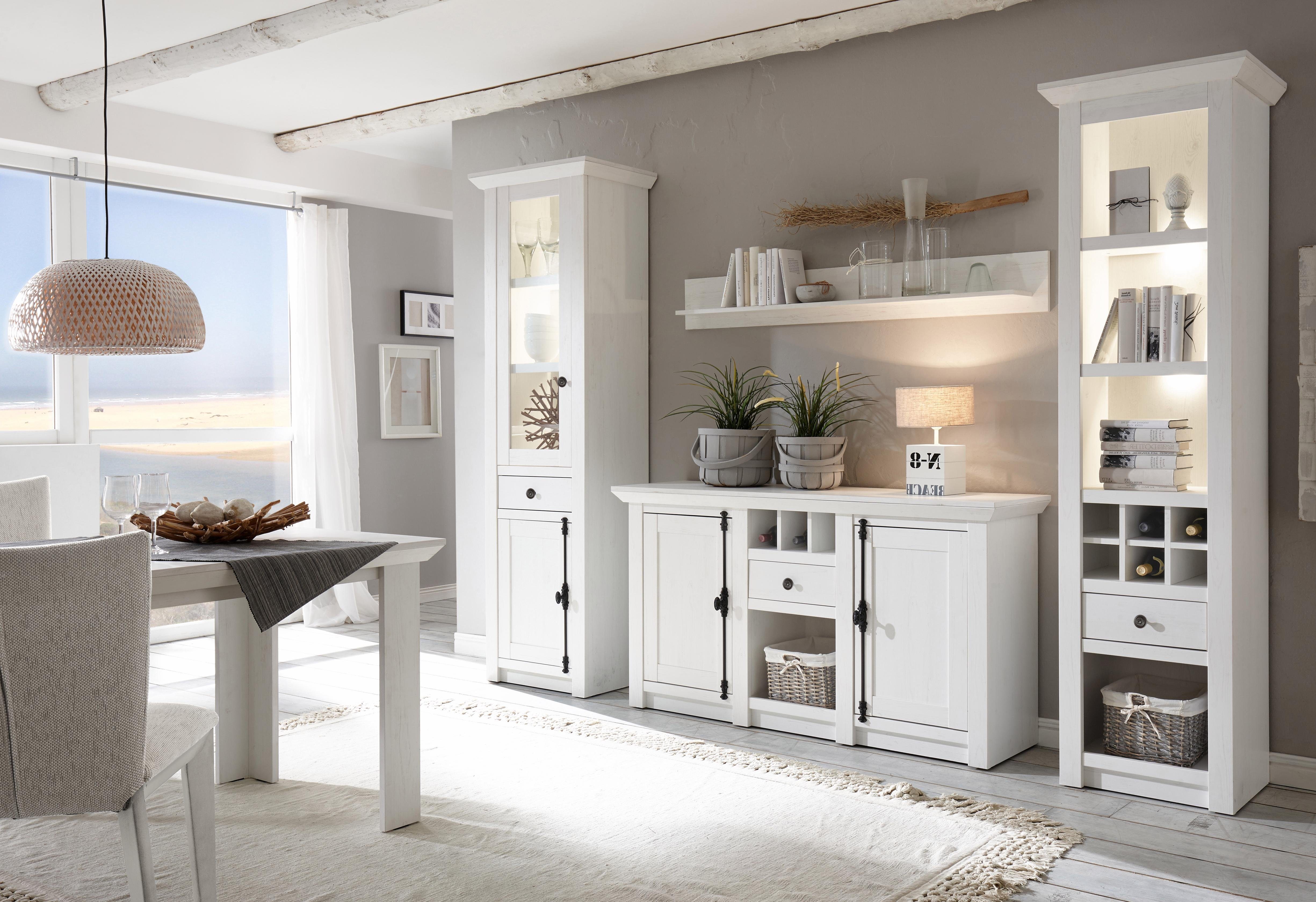 Home affaire Wohnwand California, (Set, 4-St), bestehend aus Standregal, Vitrine, Sideboard, Wandregal