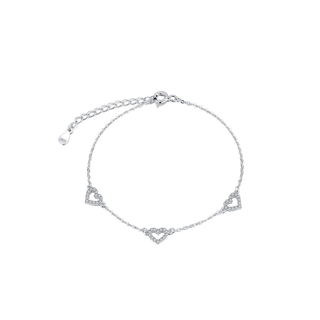 Suzan Gold Silberarmband Heartlane – Zierliches 925 Silber Armband mit Herz-Zirkonia