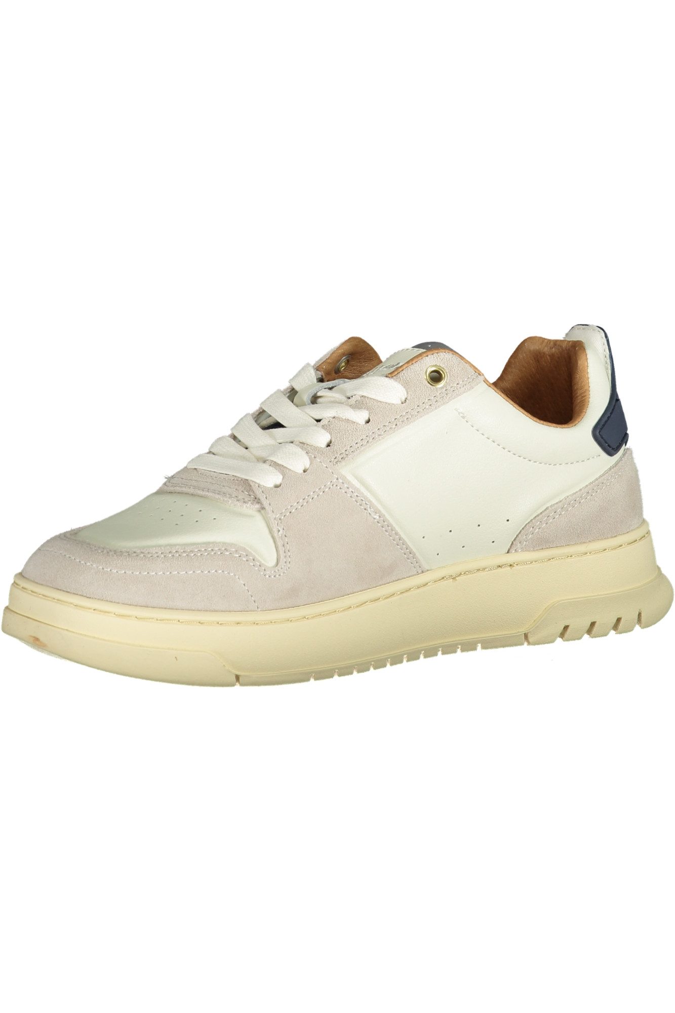 Blauer Sneaker Weißer Herrensportschuh mit Schnürsenkeln und