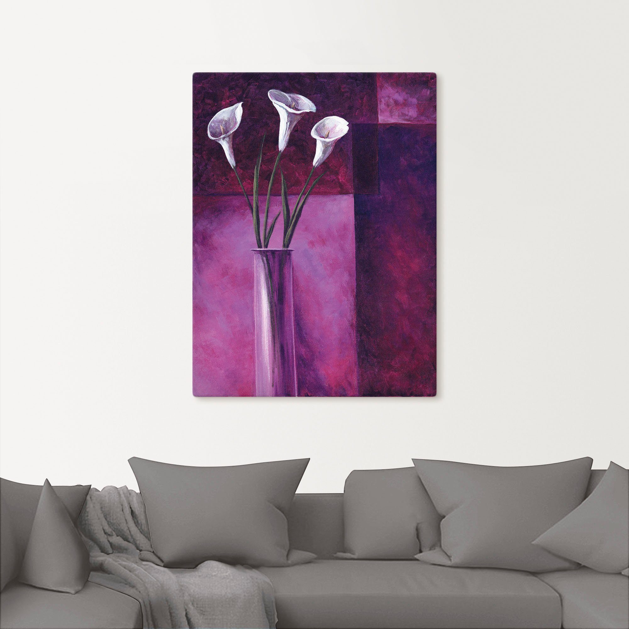 Artland Leinwandbild Callas Lila, Blumen (1 St), auf Holzrahmen gespannt