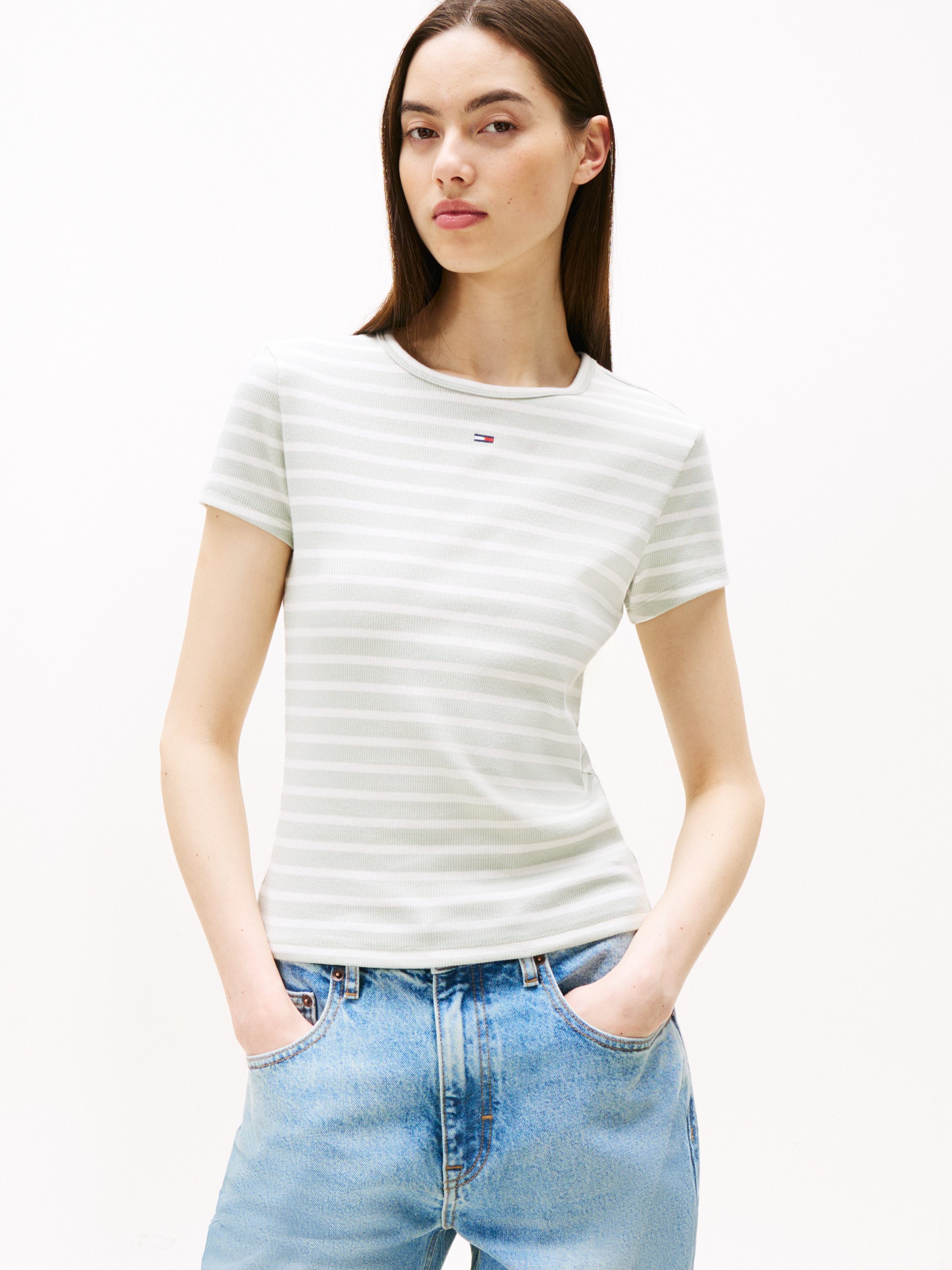 Tommy Jeans Kurzarmshirt TJW SLIM ESSENTIAL RIB SS EXT mit gerippter Strukt günstig online kaufen