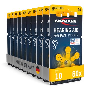 ANSMANN AG Hörgerätebatterien Typ 10 gelb, 60 Stück Knopfzelle