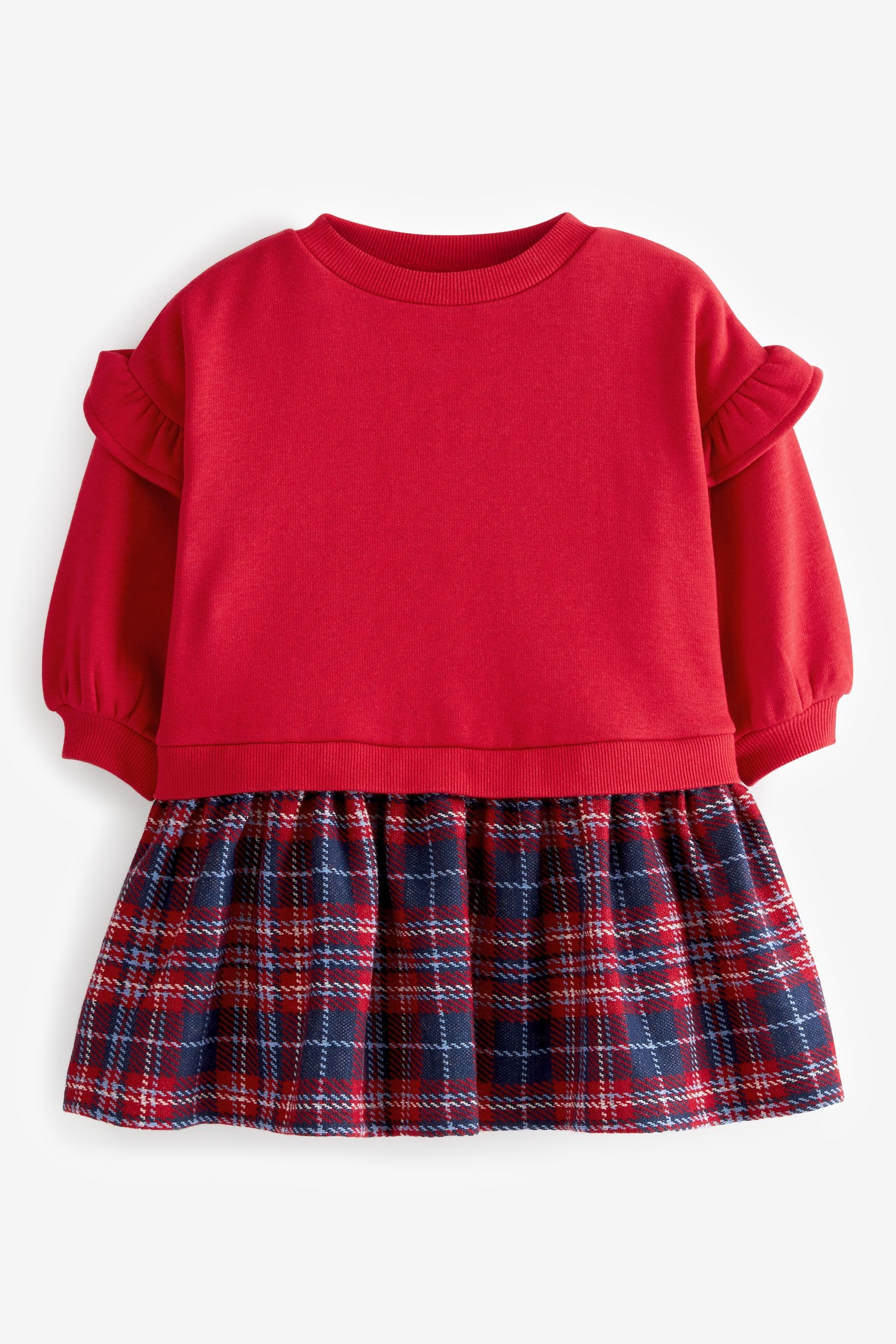 Bequemes (1-tlg) Sweatkleid Check Sweat-Kleid Next Red