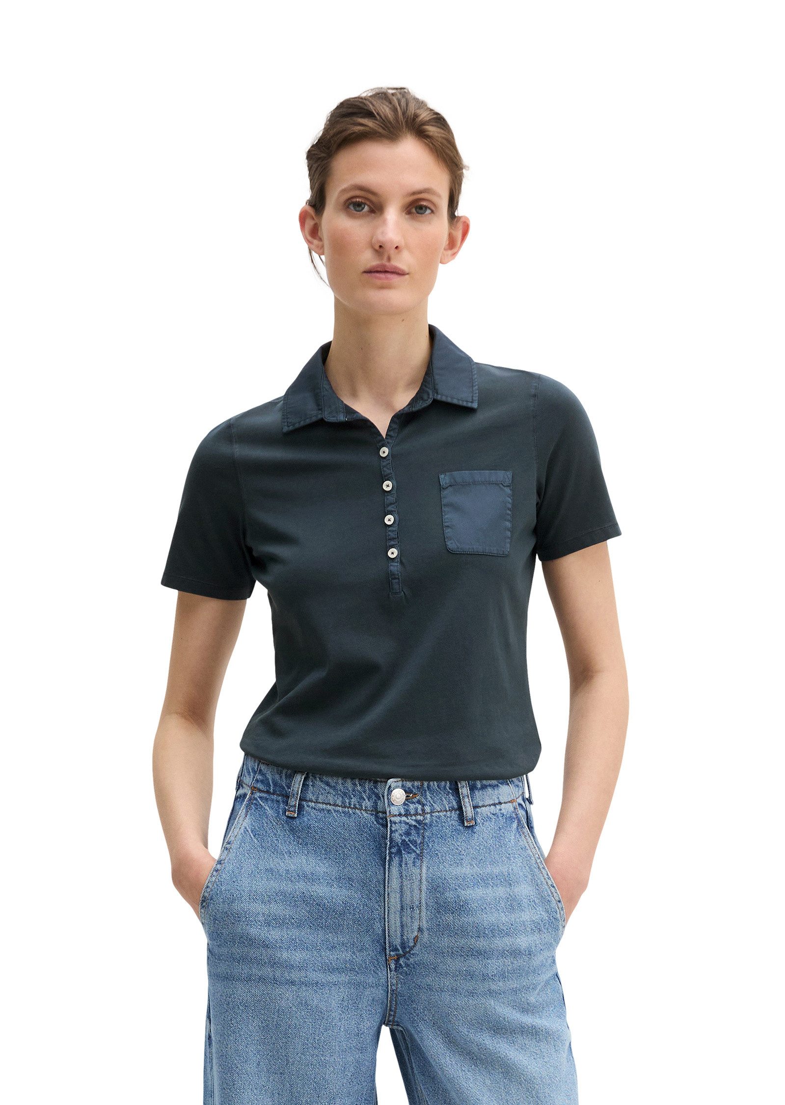 Marc O'Polo Poloshirt mit Material-Mix-Details