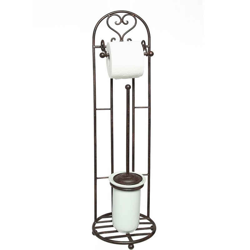 Linoows Badaccessoires-Sets Toilettenrollenständer mit Bürste, Bürstengarnitur im Antik Stil in, Höhe 80 cm, 1, Nostalgie Klobürste mit schwerem Keramik Gefäß