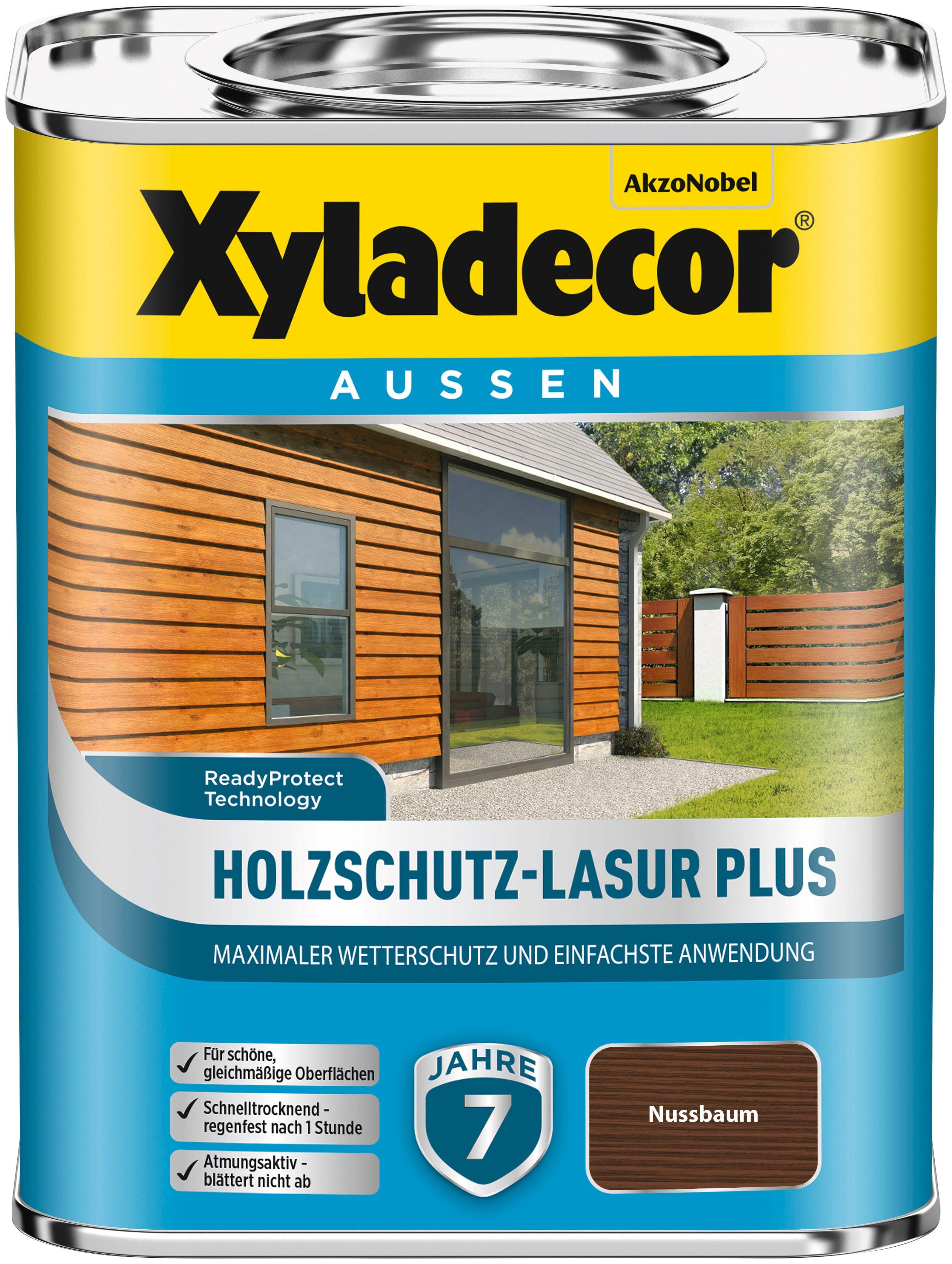 Xyladecor  Holzschutzlasur Holzschutz-Lasur Gebindegrößen erhältlich verschiedenen nussbaum Plus, Farben und