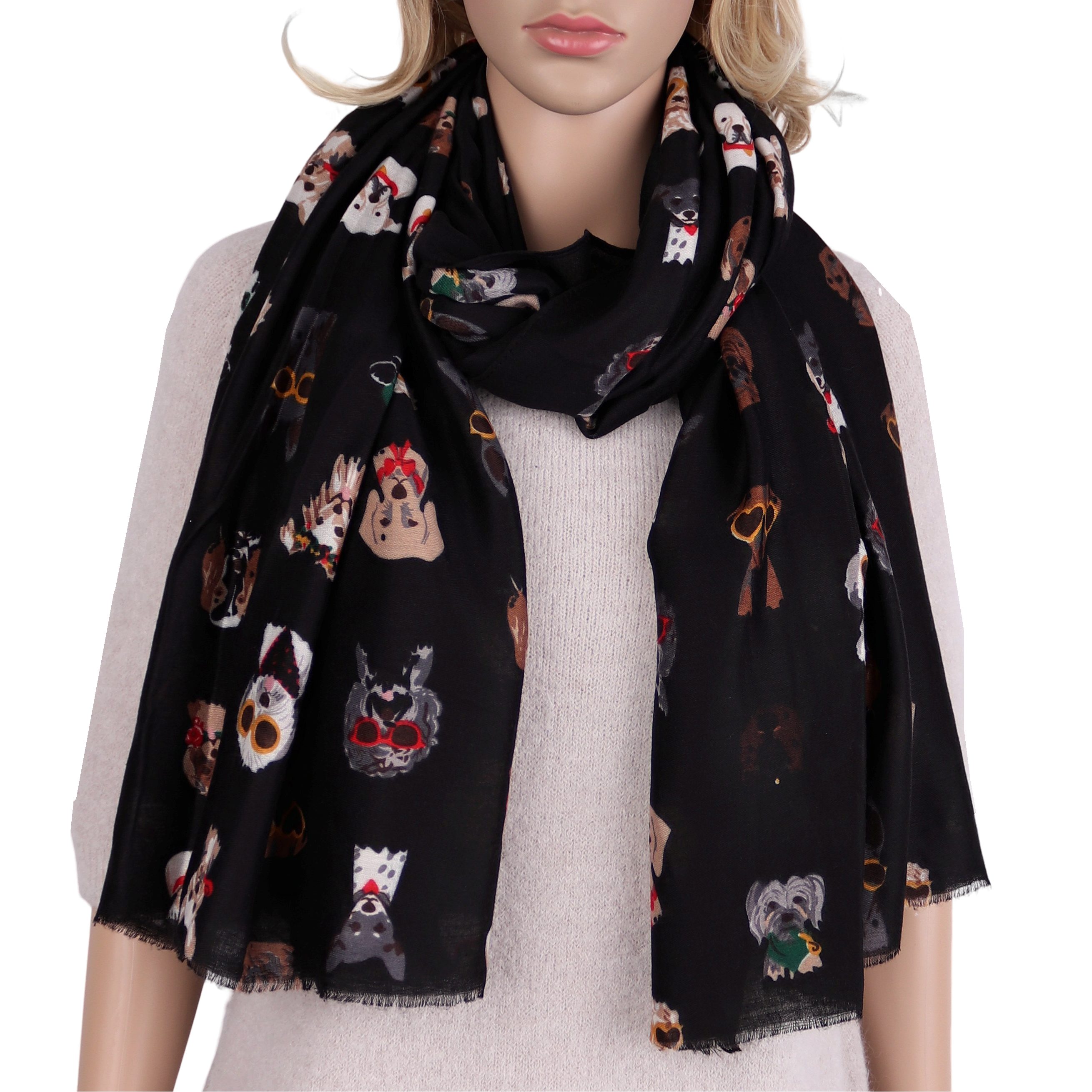 MIRROSI Modeschal Weich XXL ca.88x180cm Schal Bunt Hunde Muster, (Hundemust günstig online kaufen