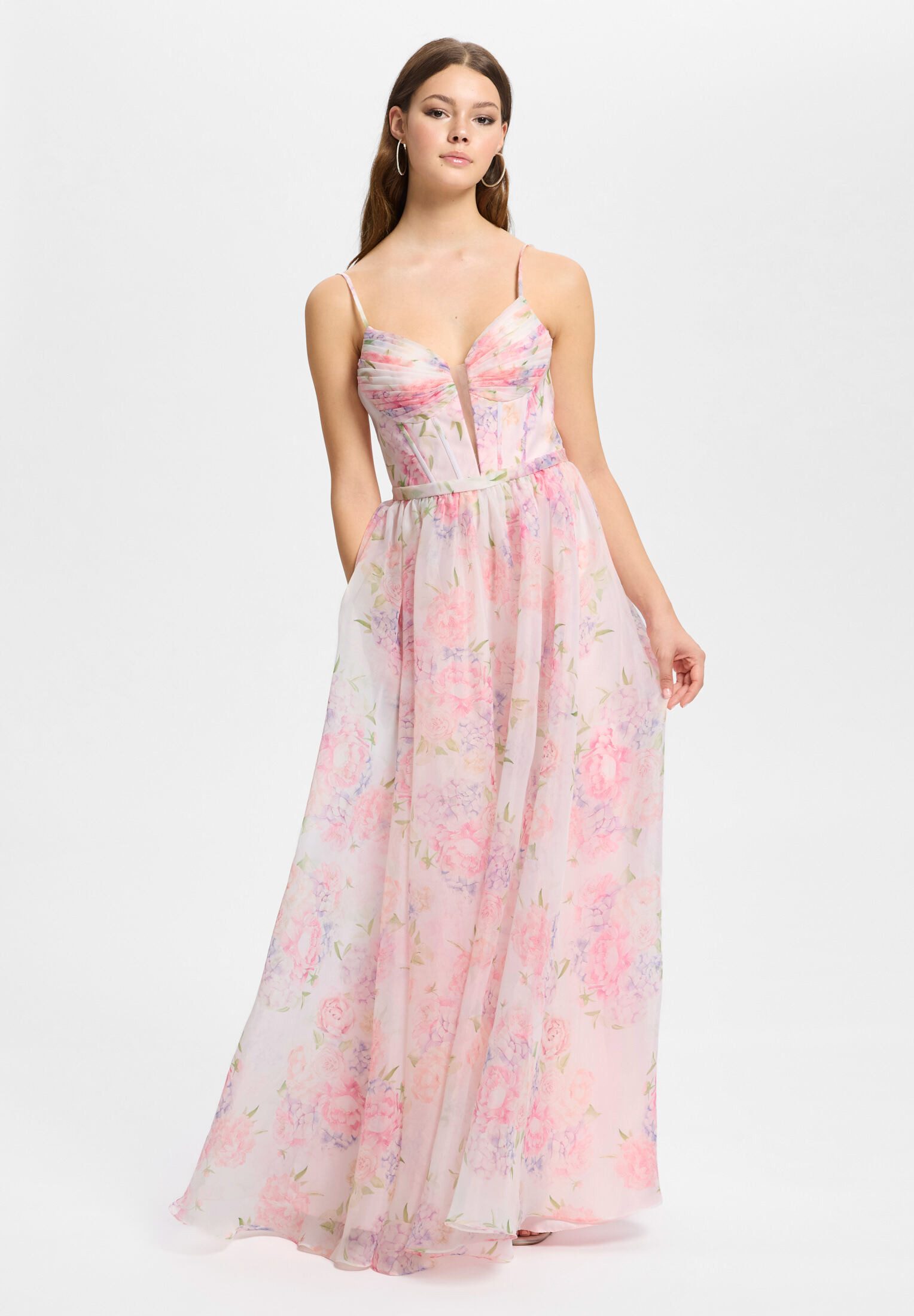 Hey Kyla Abendkleid - Fließendes Organzakleid mit floralem Print Taillierter Schnitt mit ausgestelltem Rockteil
