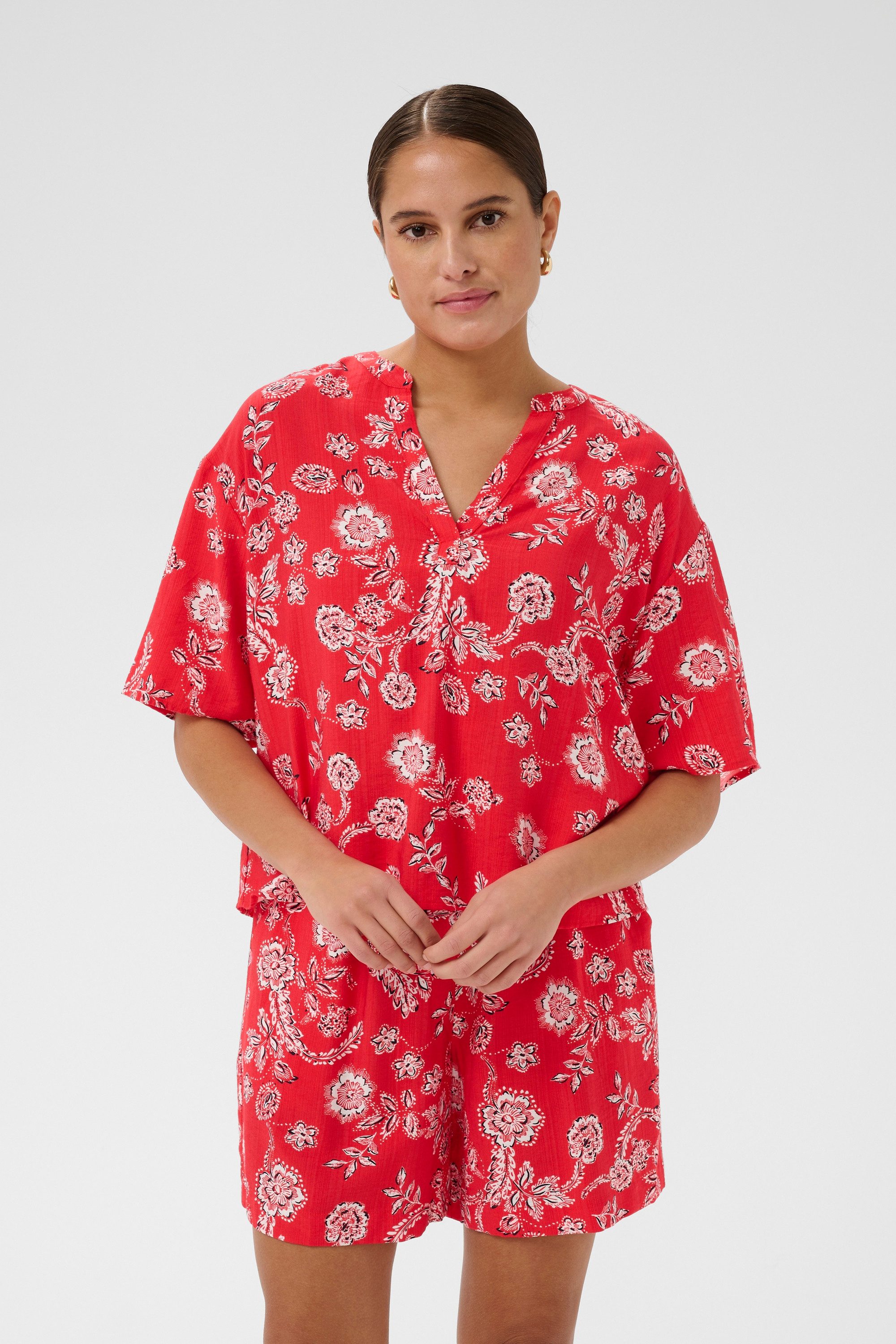 KAFFE Kurzarmbluse Kurzarm-Bluse KAamina