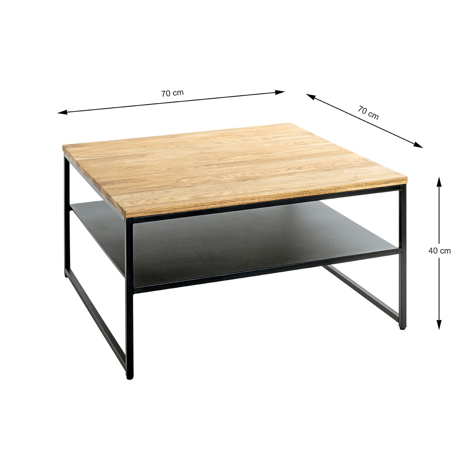 HAKU Couchtisch SACRAMENTO 6 Tisch - eiche-schwarz - Holz, Metall - H. 40cm x B. 70cm (1xCouchtisch, Loungetisch - Sitzbeistelltisch), Sofatisch - Wohnzimmertisch - Kaffeetisch - Beistelltisch