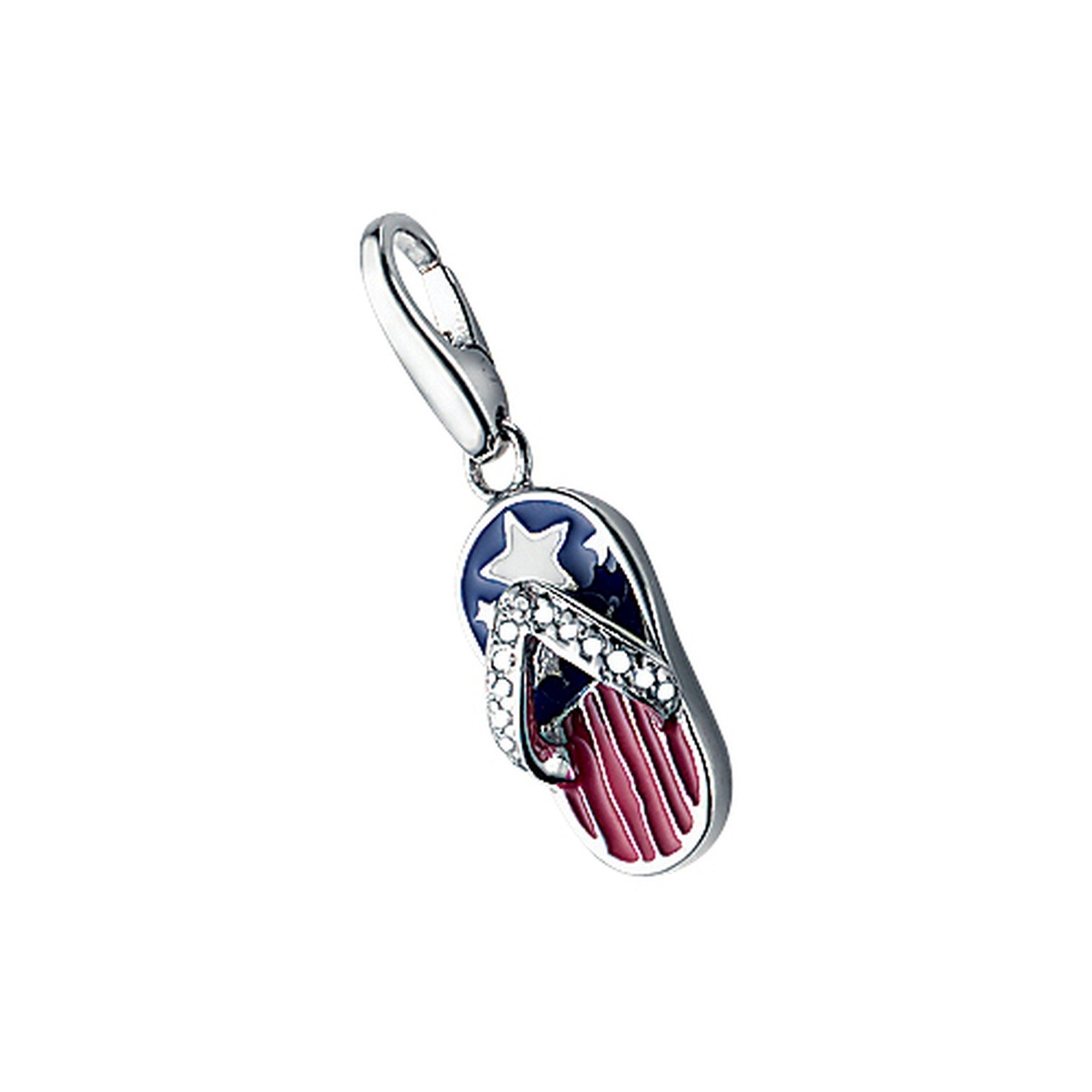 Charm-Einhänger Flipflop Amerika Look, Silber 925