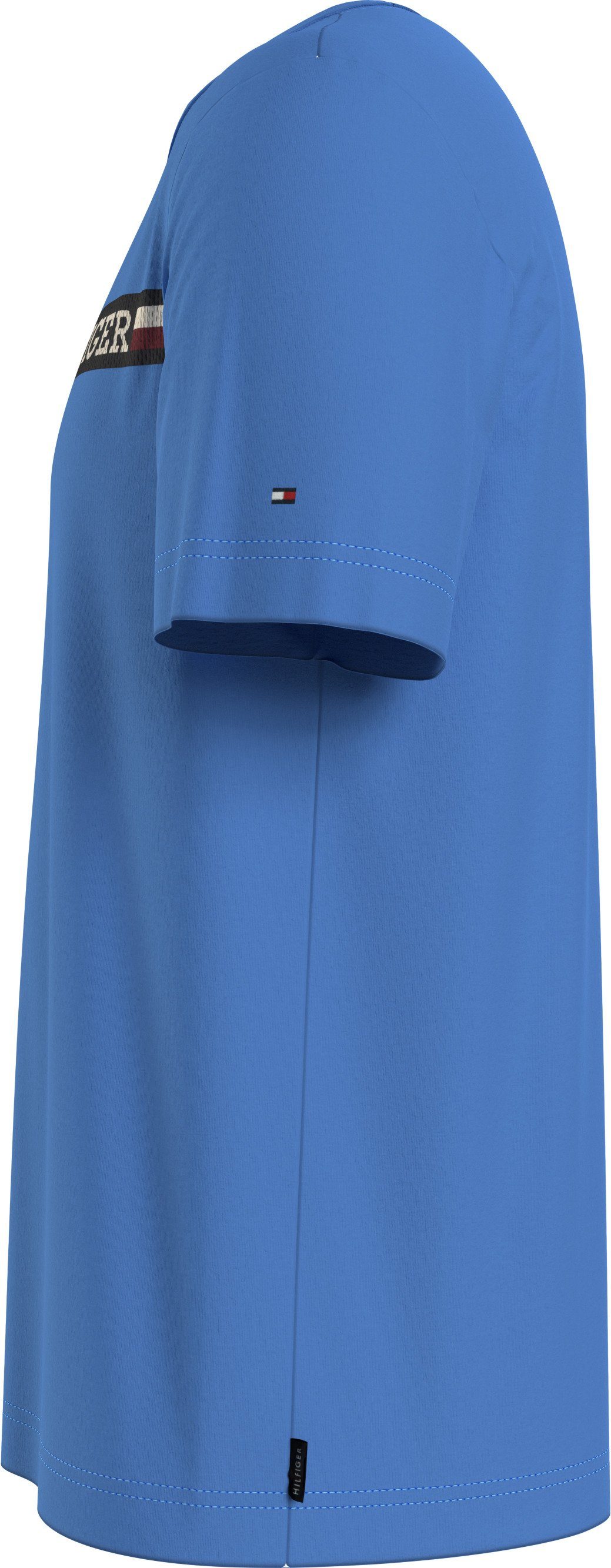 STRIPE MONOTYPE Hilfiger mit CHEST Markenlogo TEE Tommy T-Shirt Spell Blue