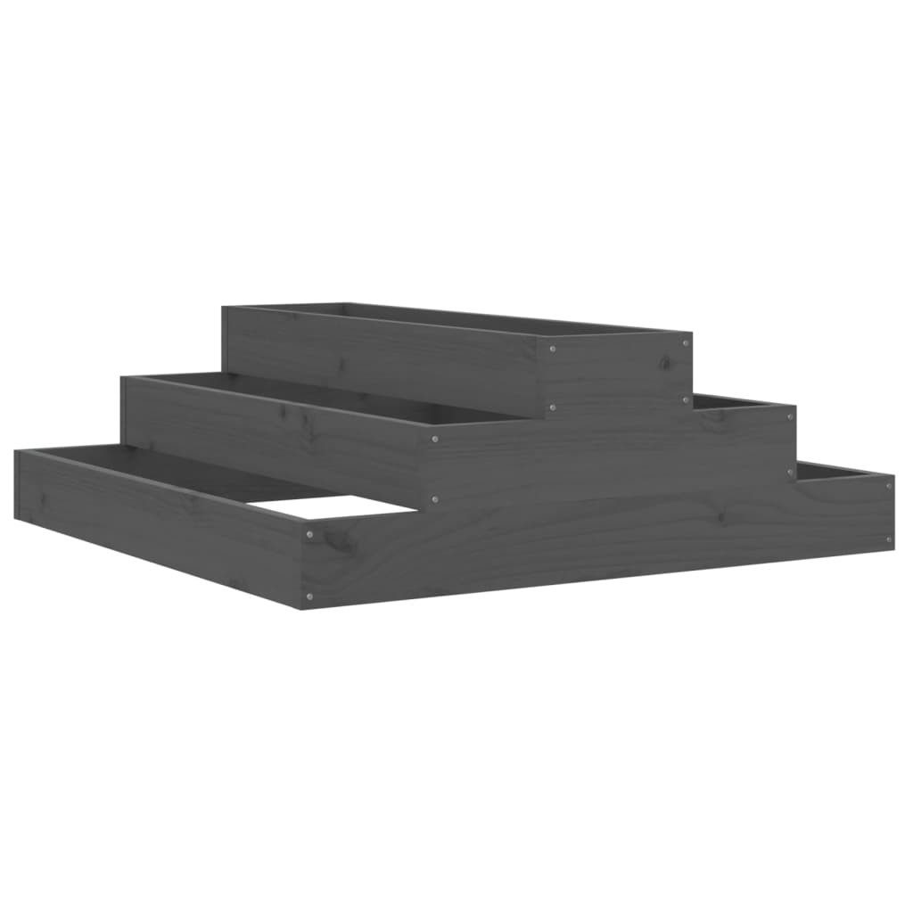 vidaXL Blumentopf Pflanzkübel Grau 80x80x27 cm Massivholz Kiefer (1 St)