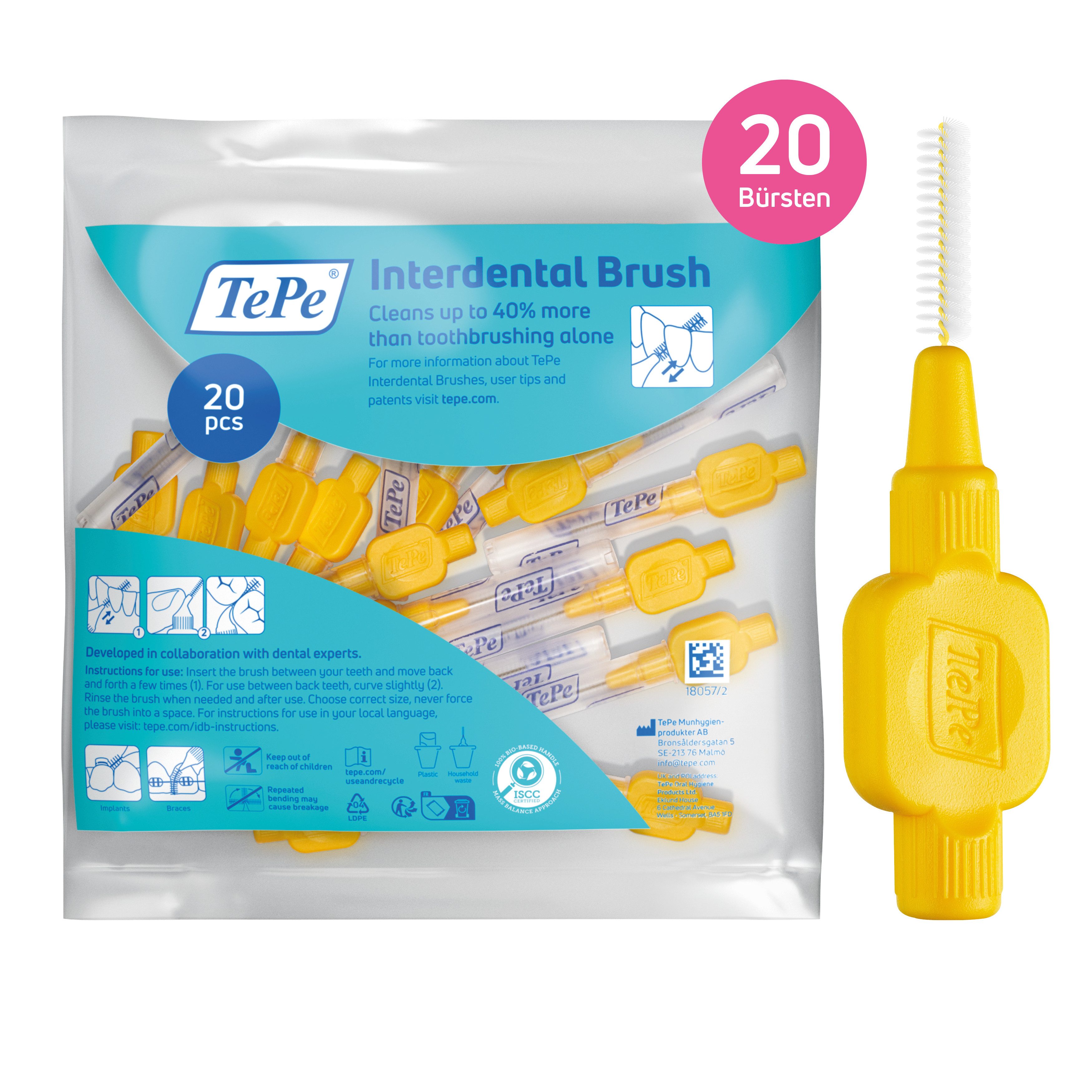 TePe Interdentalbürsten Original Zahnreinigungsstäbchen aus Schweden, Effiziente Zahnpflege, ISO-Größe 4, 20 Stk.