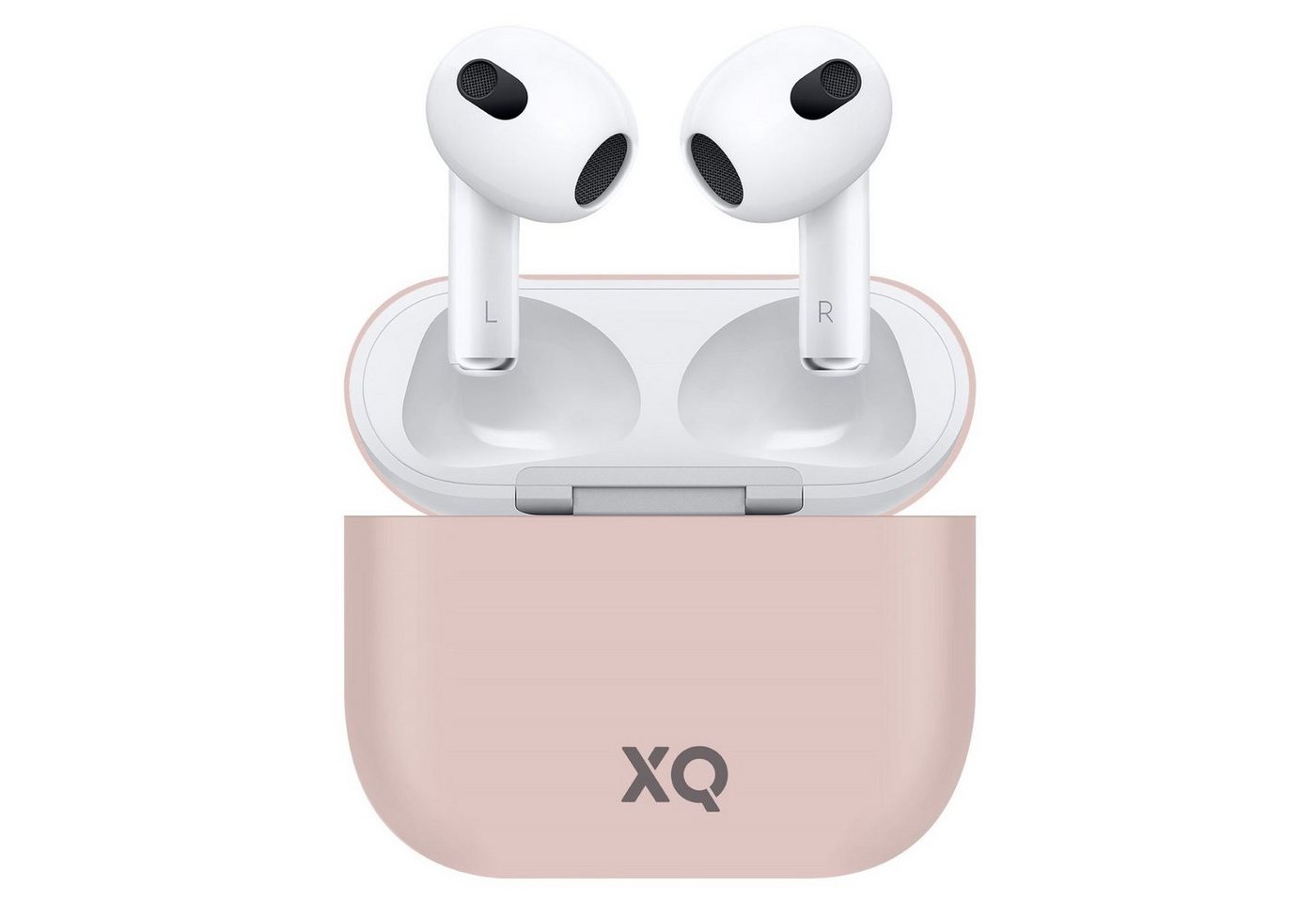 XQISIT Etui Silikon Skin Case Cover Schutz-Hülle Pink Headset (passend für Ladecase Apple AirPods 3 Bluetooth Ohrhörer Kopfhörer)