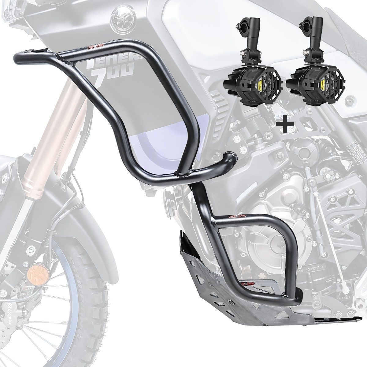 Motor-Schutzhülle Set Sturzbügel + Scheinwerfer für Yamaha Tenere 700 19-24 schwarz