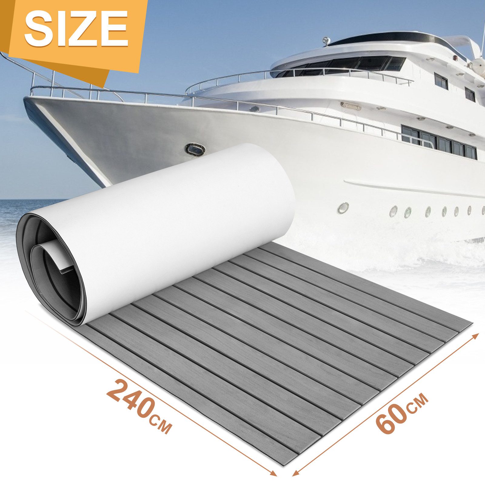 Clanmacy Bodenmatte Teak EVA Schaum Marine Teak Bodenbelag Matte Deck Teppich 240x60/90cm