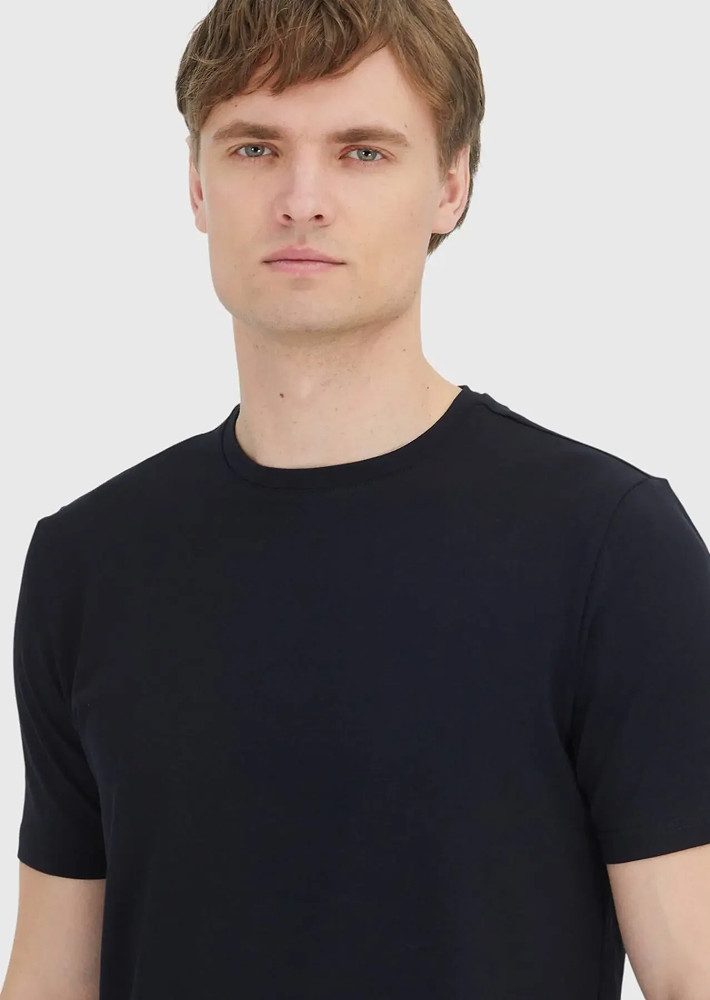 RAMSEY T-Shirt Schwarzes, schlichtes T-Shirt mit Rundhalsausschnitt aus Baumwollmisch