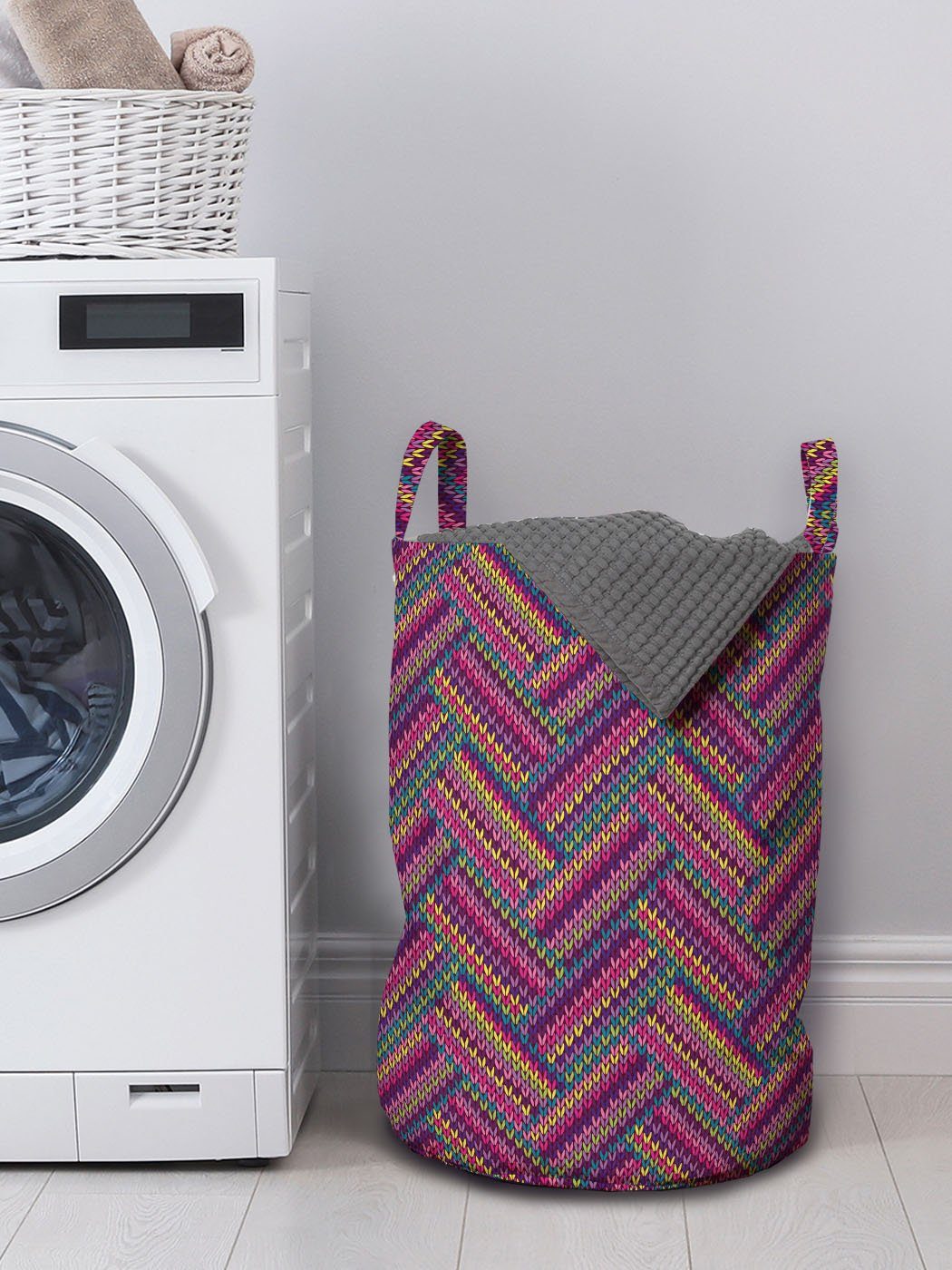 Abakuhaus Kordelzugverschluss Wäschesäckchen Design Ethnic Muster für geometrisch mit Waschsalons, Wäschekorb Griffen