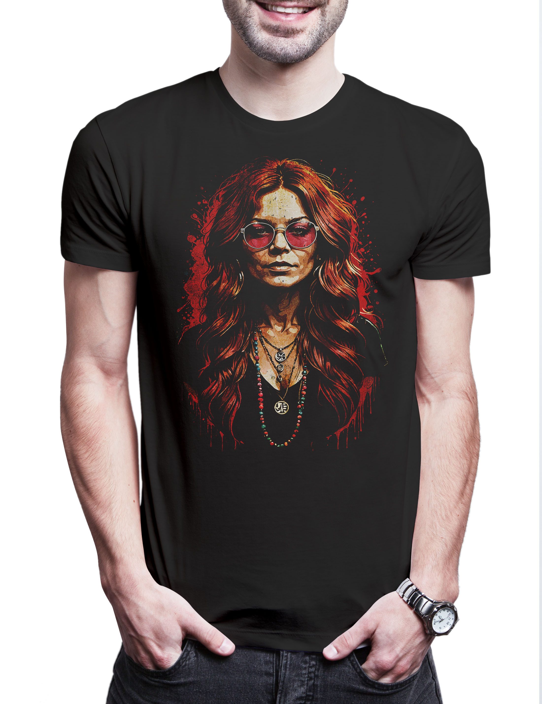 Urban Backwoods Print-Shirt Rock & Liquor Queen Herren T-Shirt Joplin Shirt Woodstock Psychedelic (1-tlg) Janis Rock Blues Rock