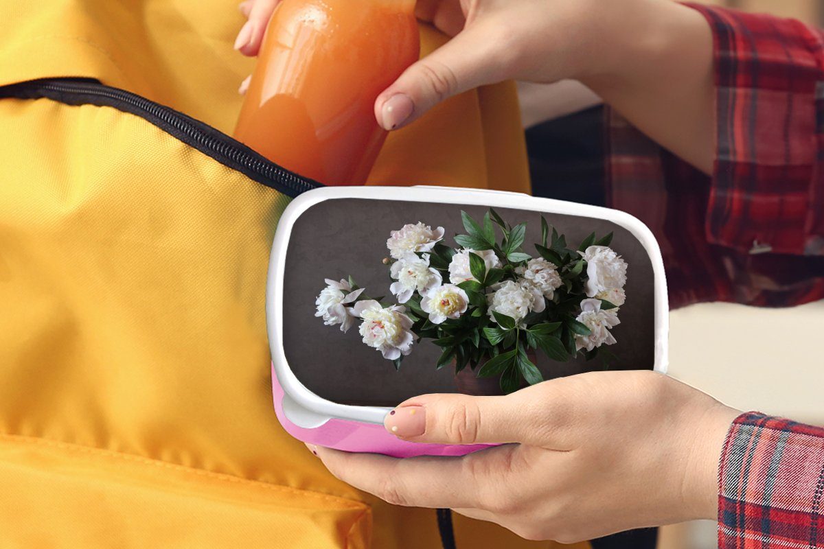 MuchoWow Lunchbox Blumen - Stilleben, Erwachsene, Mädchen, (2-tlg), Brotbox Kunststoff Kunststoff, Brotdose für Kinder, Snackbox, rosa