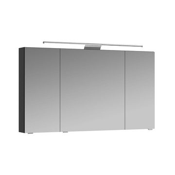 Lomadox Spiegelschrank SOLINGEN-66 Badezimmer Schrank 120 cm breit anthrazit Hochglanz, LED Beleuchtung