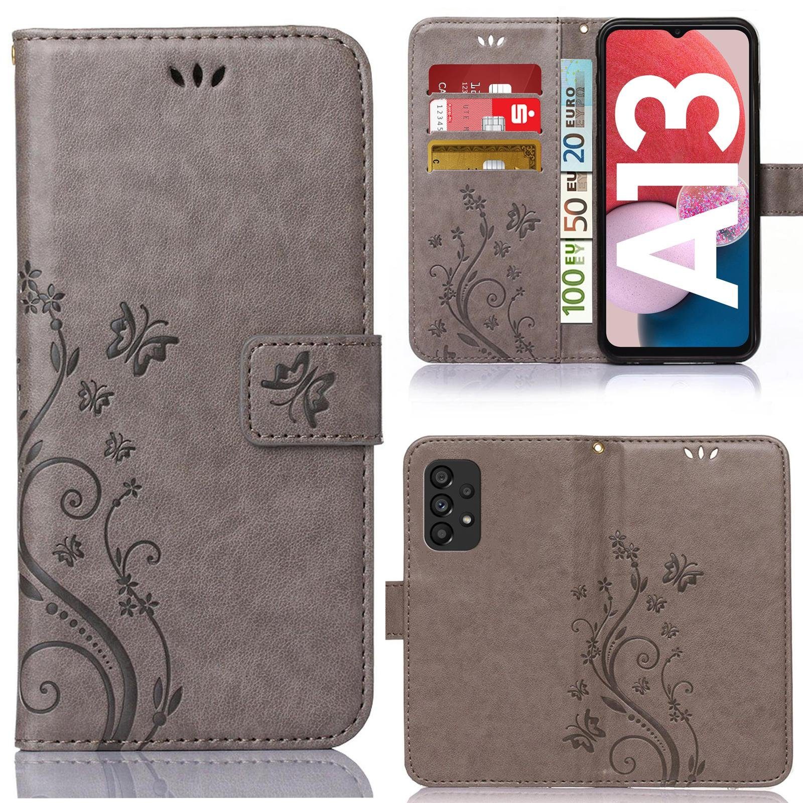 Numerva Handyhülle Bookstyle Flower Handytasche Schutzhülle für Samsung Galaxy A13, Klapphülle Flip Cover Case