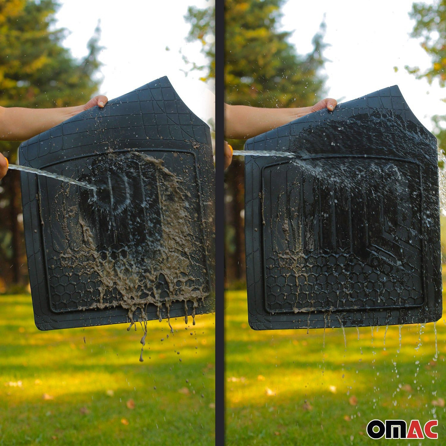 OMAC Auto-Fußmatten für VW Sharan Zuschneidbar Gummimatten Schwarz 5 tlg (5 St), für VW Sharan VW Sharan, Antirutsch,Wasserfest,Einfache Installation