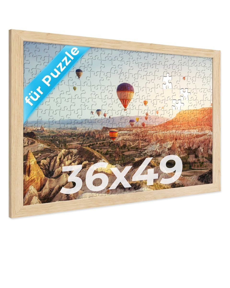 PHOTOLINI Bilderrahmen für Puzzle, Puzzlerahmen mit Acrylglas zum Aufhängen, für 1 Bilder (1 Einzelrahmen), 100-500 Teile im Endformat 36x49 cm