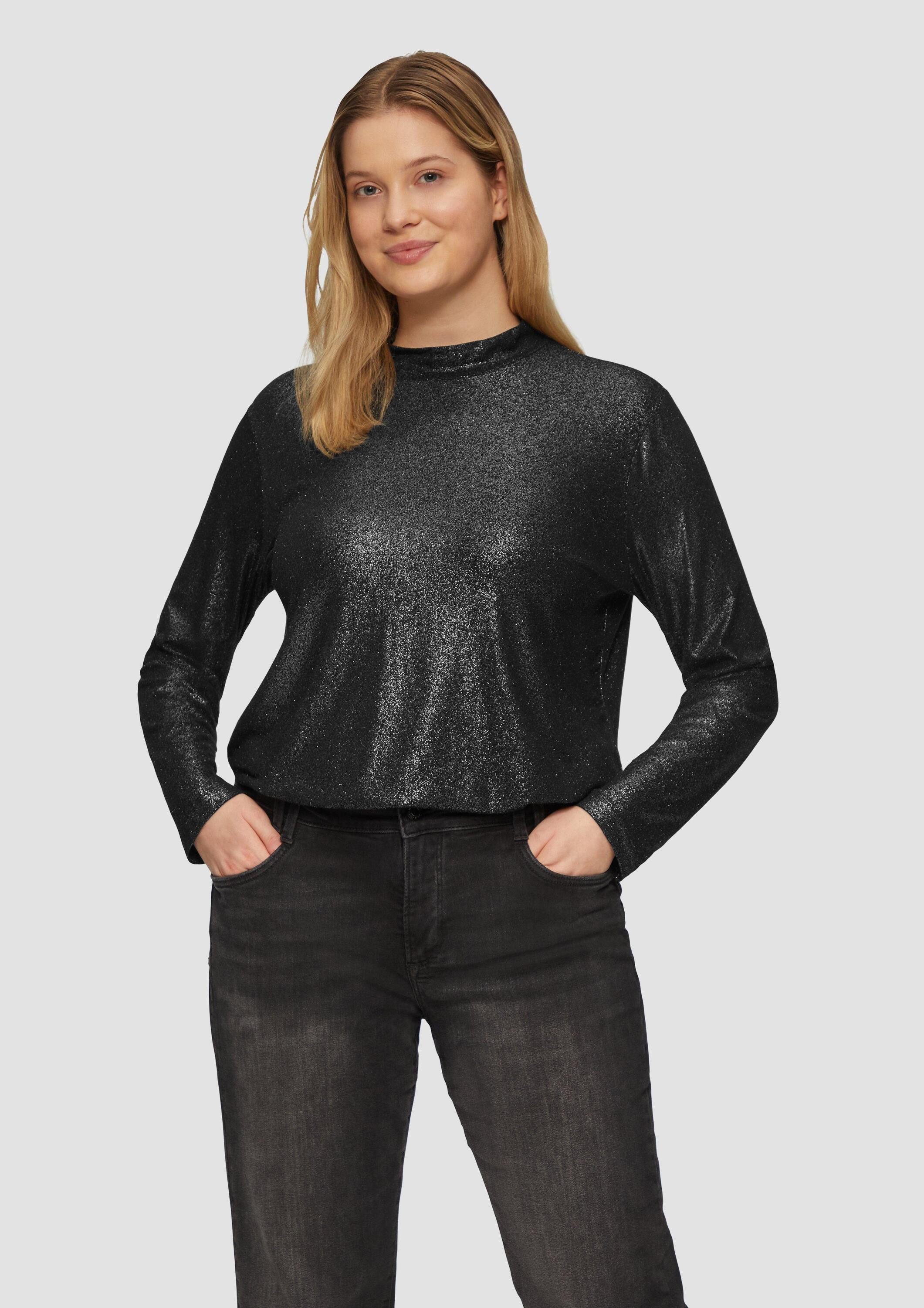s.Oliver Langarmshirt T-Shirt Langarmshirt mit Glitzereffekt