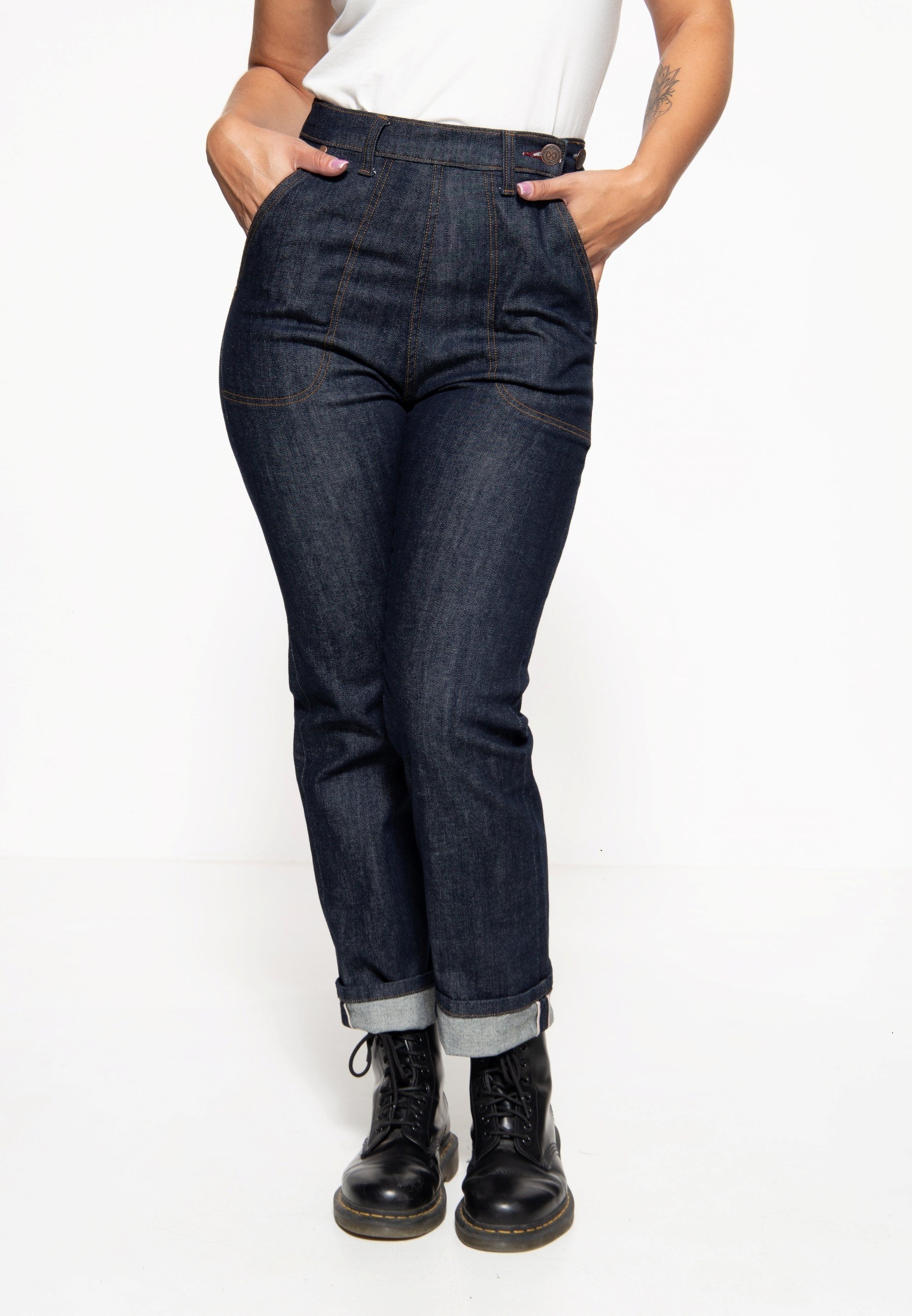 QueenKerosin Straight-Jeans Selvedge-Stil im