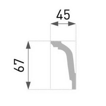 PROVISTON Vliestapete Polystyrol, 45 x 67 x 2000 mm, Weiß, Deckenleiste