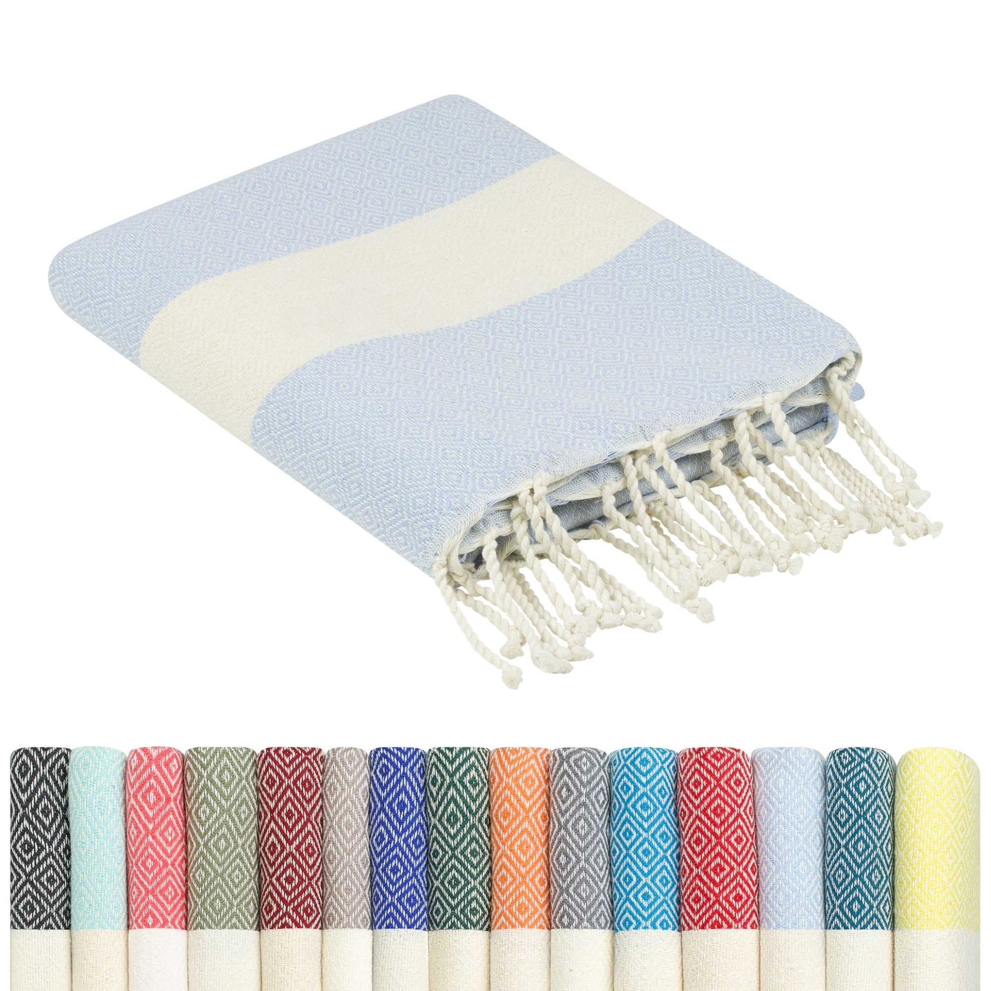 furora HOLIDAY Strandtuch groß 100x200 cm Strand Tuch, aus Baumwolle, Hamamtuch Badetuch, leicht, lang, dünn & kompakt