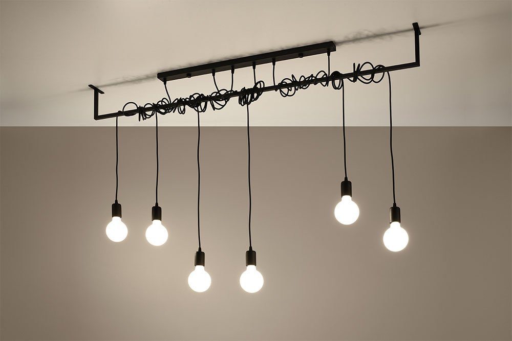 etc-shop LED Leuchtmittel Pendelleuchte, inklusive, Lampen schwarz Hängelampe Esszimmer Warmweiß, Höhenverstellbar Balken Hängelampe