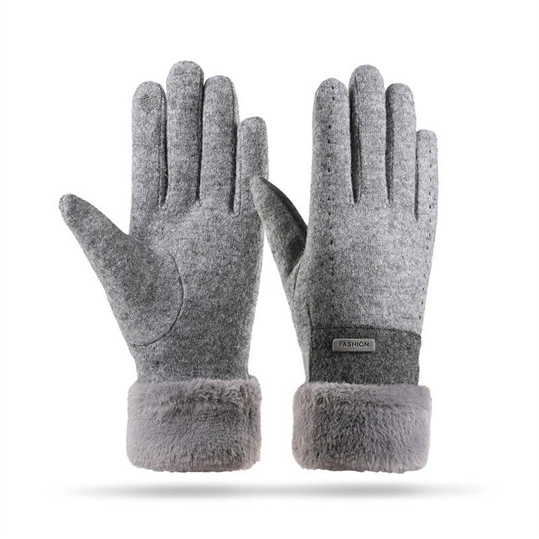L.Ru UG Fleecehandschuhe Winddichte und thermische Damenhandschuhe, die Sie warm halten Gestrickte Thermohandschuhe, geeignet für Outdoor-Reiten Kälteschutz