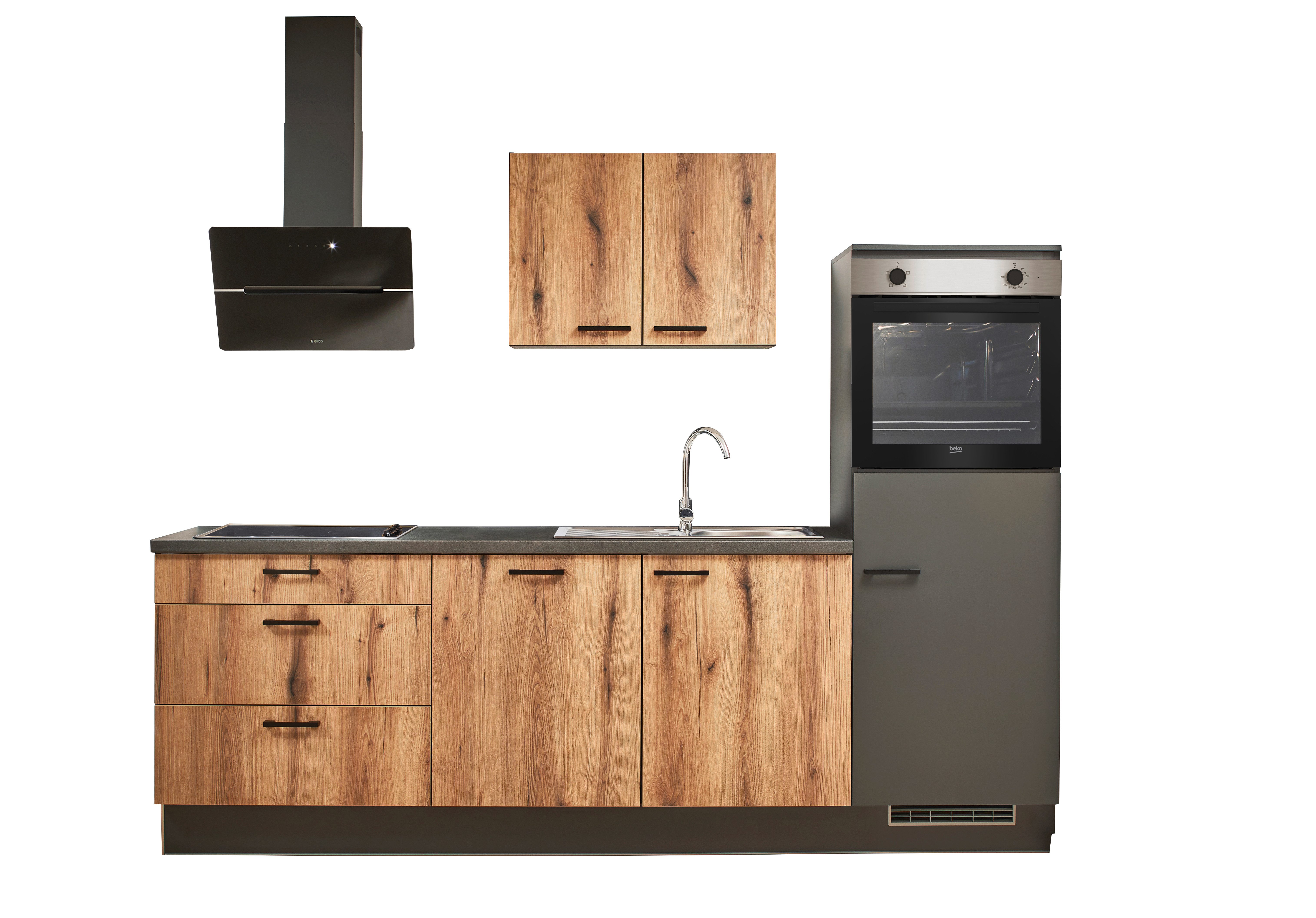 pino Küchenzeile Varberg, individuell anpassbar, gratis Küchenplanung mit Profis, (Breite 260cm), vormontiert, wahlw. mit E-Geräten, Preis inkl. Lieferung