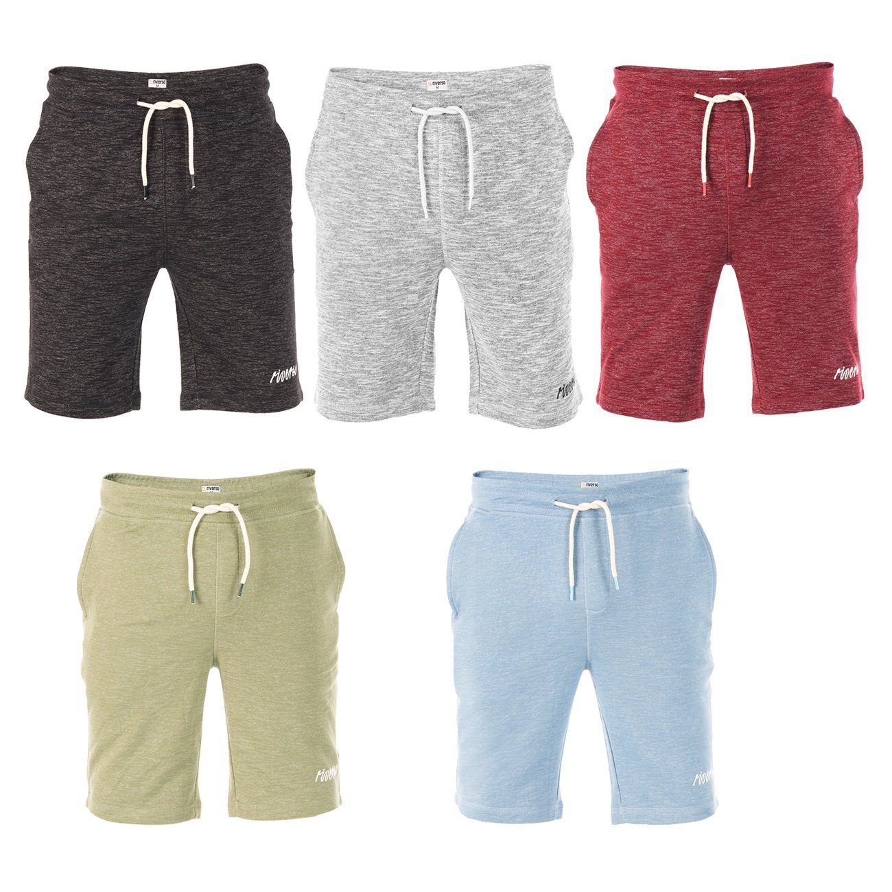riverso Sweatshorts Baumwollmischung Bermudashorts Regular Fit Herren 2er Light Grey Melange Shorts aus (23100) pflegeleichter RIVMike Pack