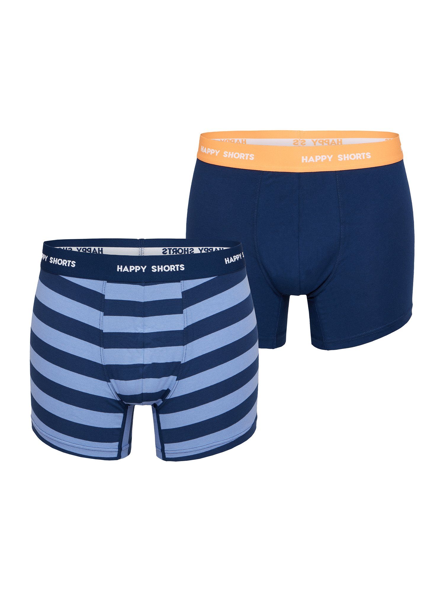 HAPPY SHORTS Retro Pants Trunks (2-St) Retro-Boxer Retro-shorts unterhose Mid Blue Blockstripe